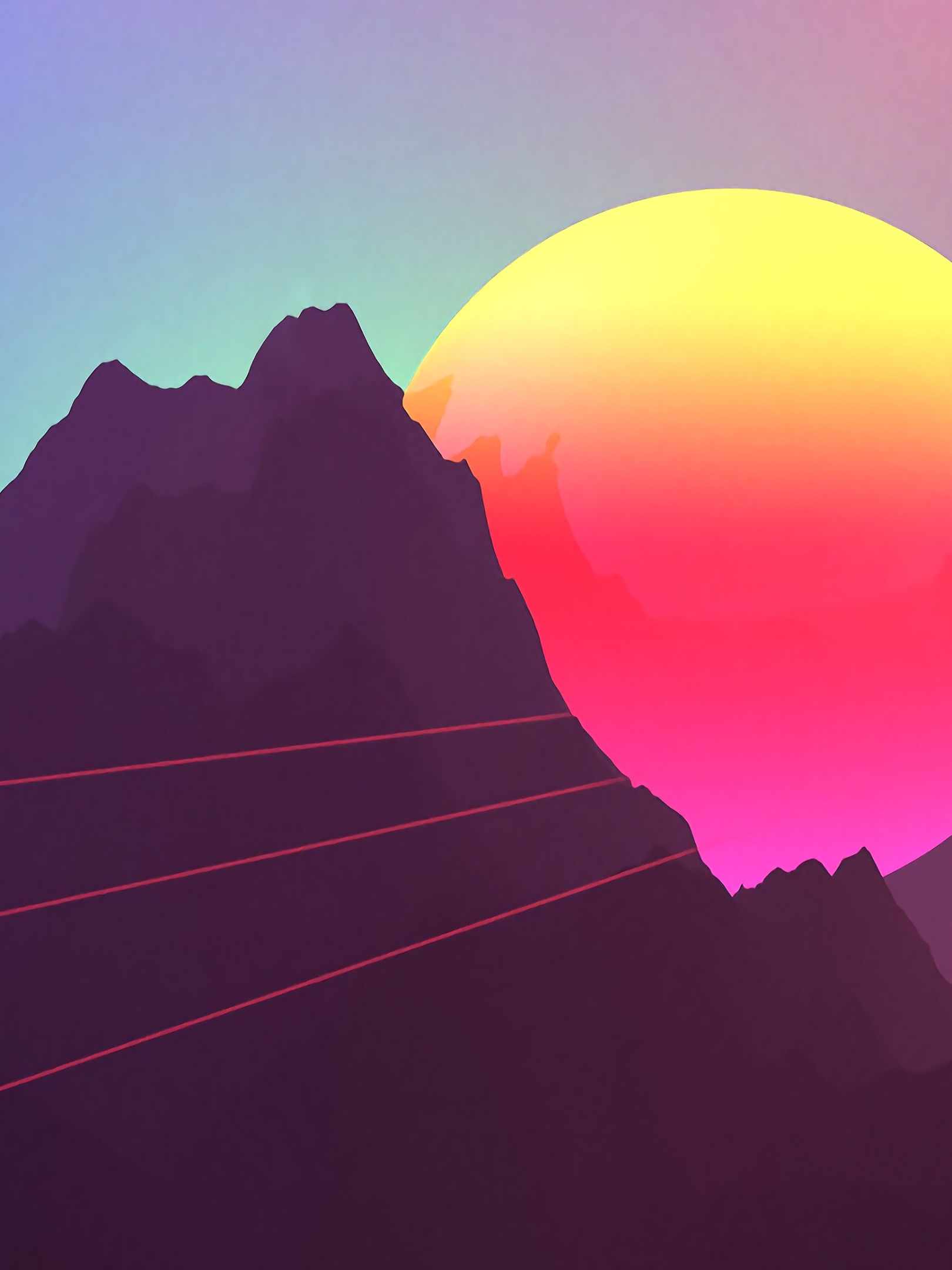 1620x2160 3D Retrowave Sunset 1620x2160 Resolution Wallpaper, HD Artist