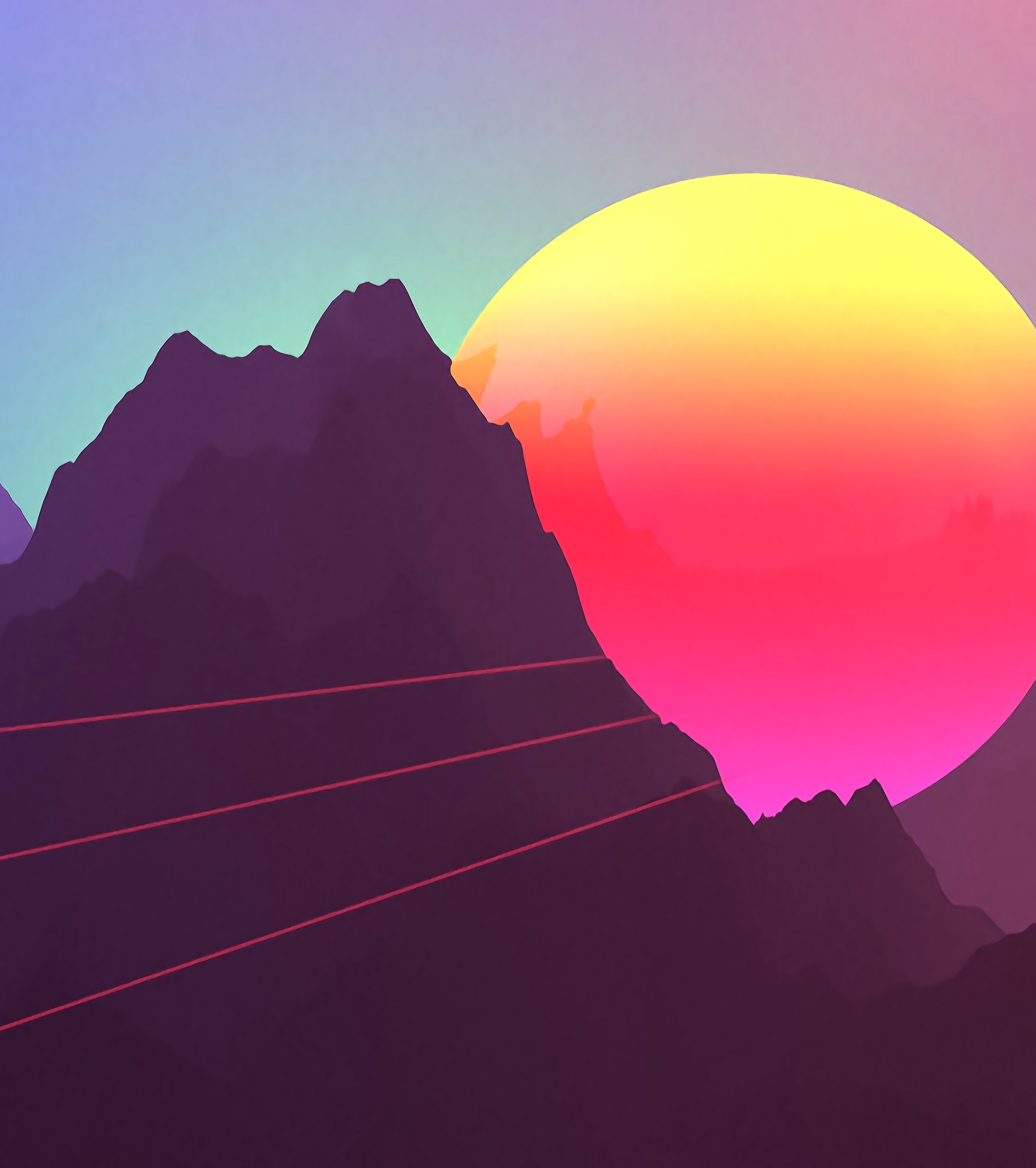 2200x2480 Resolution 3D Retrowave Sunset 2200x2480 Resolution Wallpaper ...