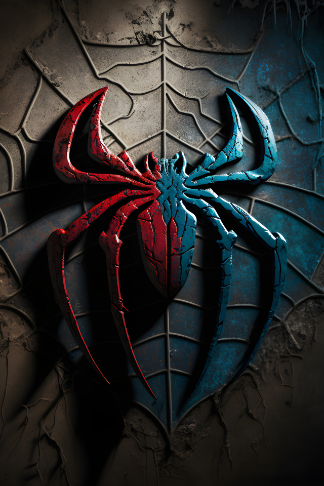 640x960 3D Spider Mark of Spider Man on Wall 5K iPhone 4, iPhone 4S ...