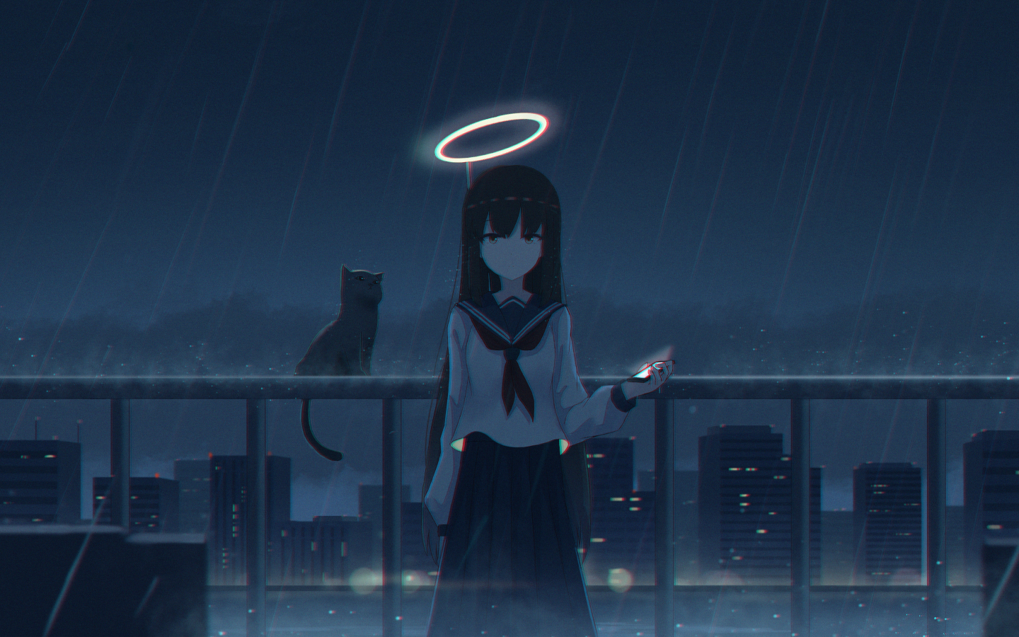 1440x900 4K Girl in the Rain with Cat 1440x900 Wallpaper, HD Anime 4K  Wallpapers, Images, Photos and Background - Wallpapers Den
