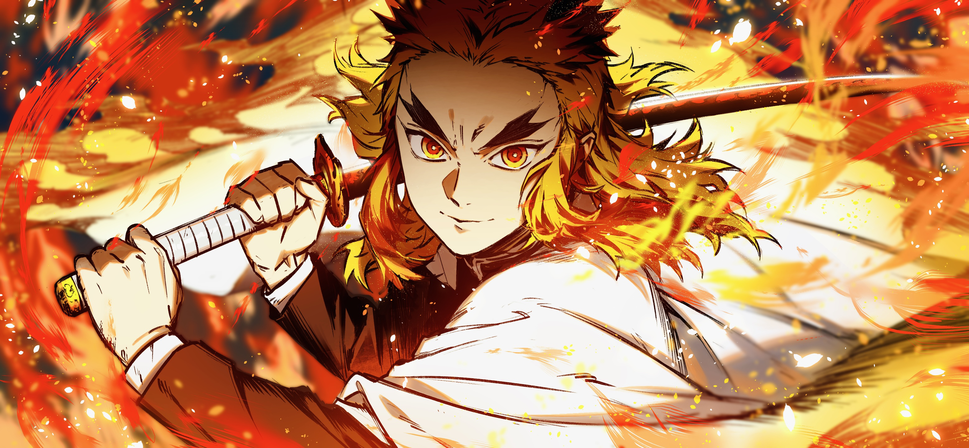 Kyojuro Rengoku Flame Tiger from Kimetsu no Yaiba Anime Wallpaper 4k Ultra  HD ID11576