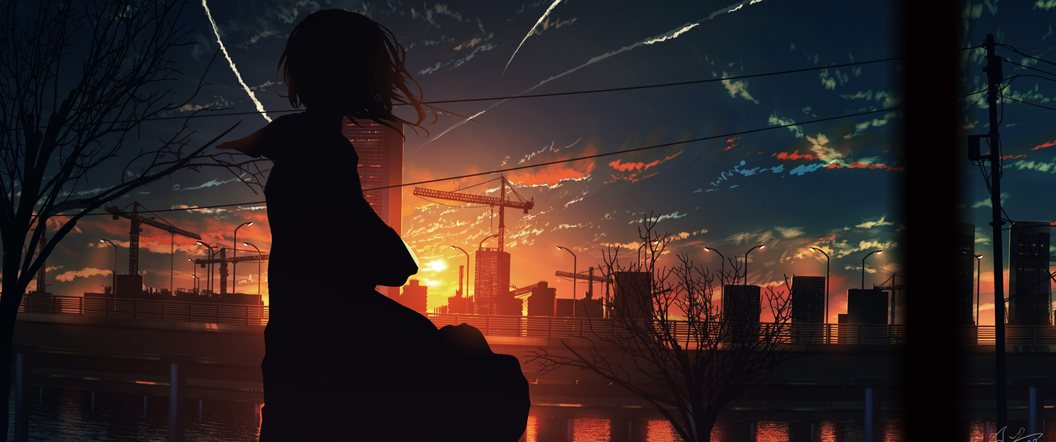 3440x1440 4K Lost in Sunset HD Anime Girl 3440x1440 Resolution Wallpaper,  HD Artist 4K Wallpapers, Images, Photos and Background - Wallpapers Den