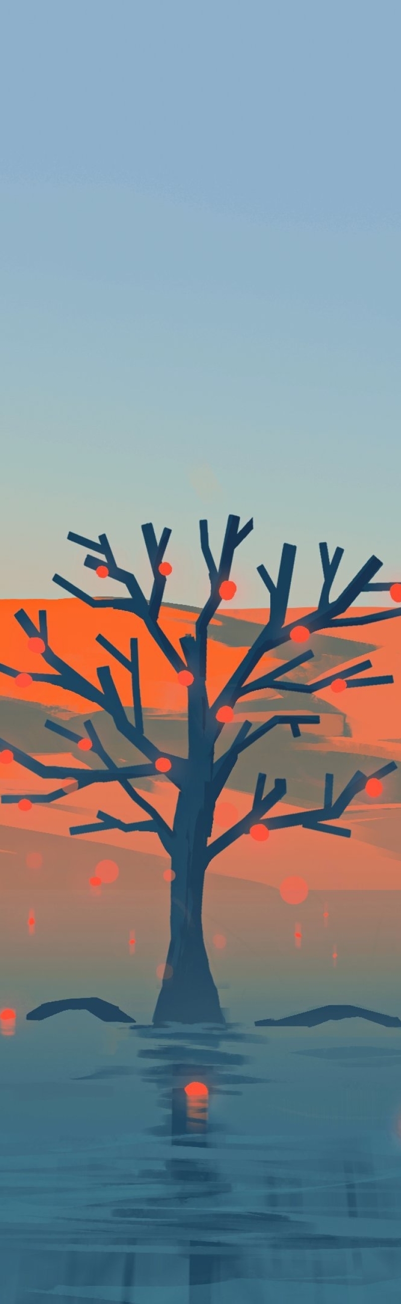 3840x2400 Download Nature Sunset Simple Minimal Illustration 1440x2560