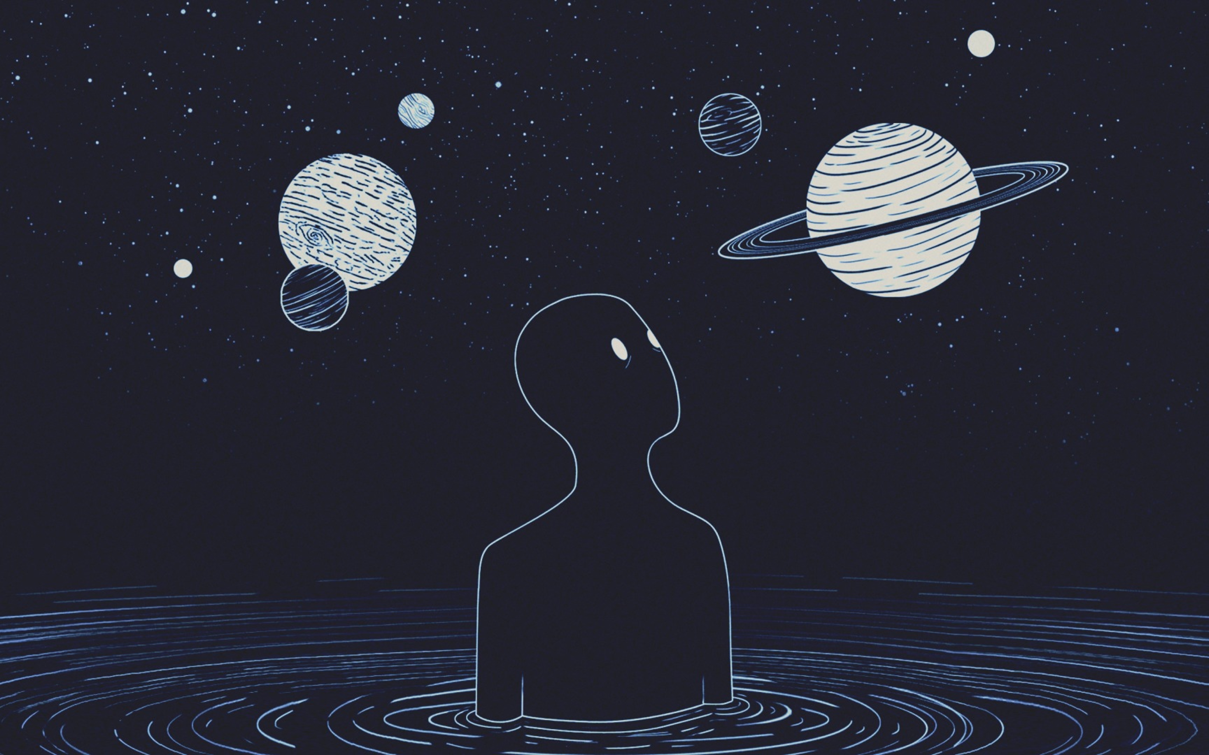A Fool Moon Night Space Traveler Art (3840x2400) Resolution Wallpaper