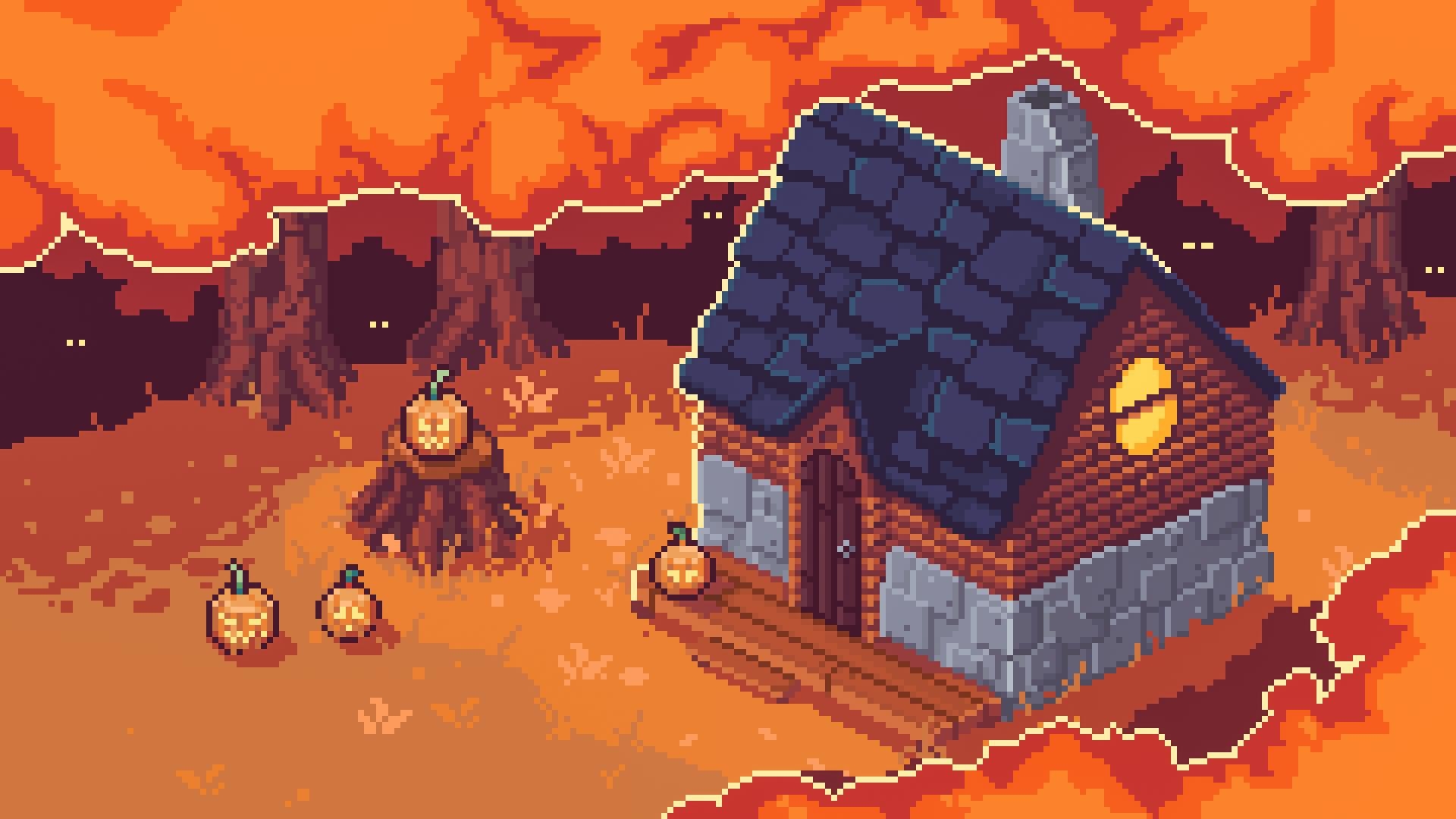 A Halloween Pixel House Wallpaper, HD Artist 4K Wallpapers, Images, Photos  and Background - Wallpapers Den