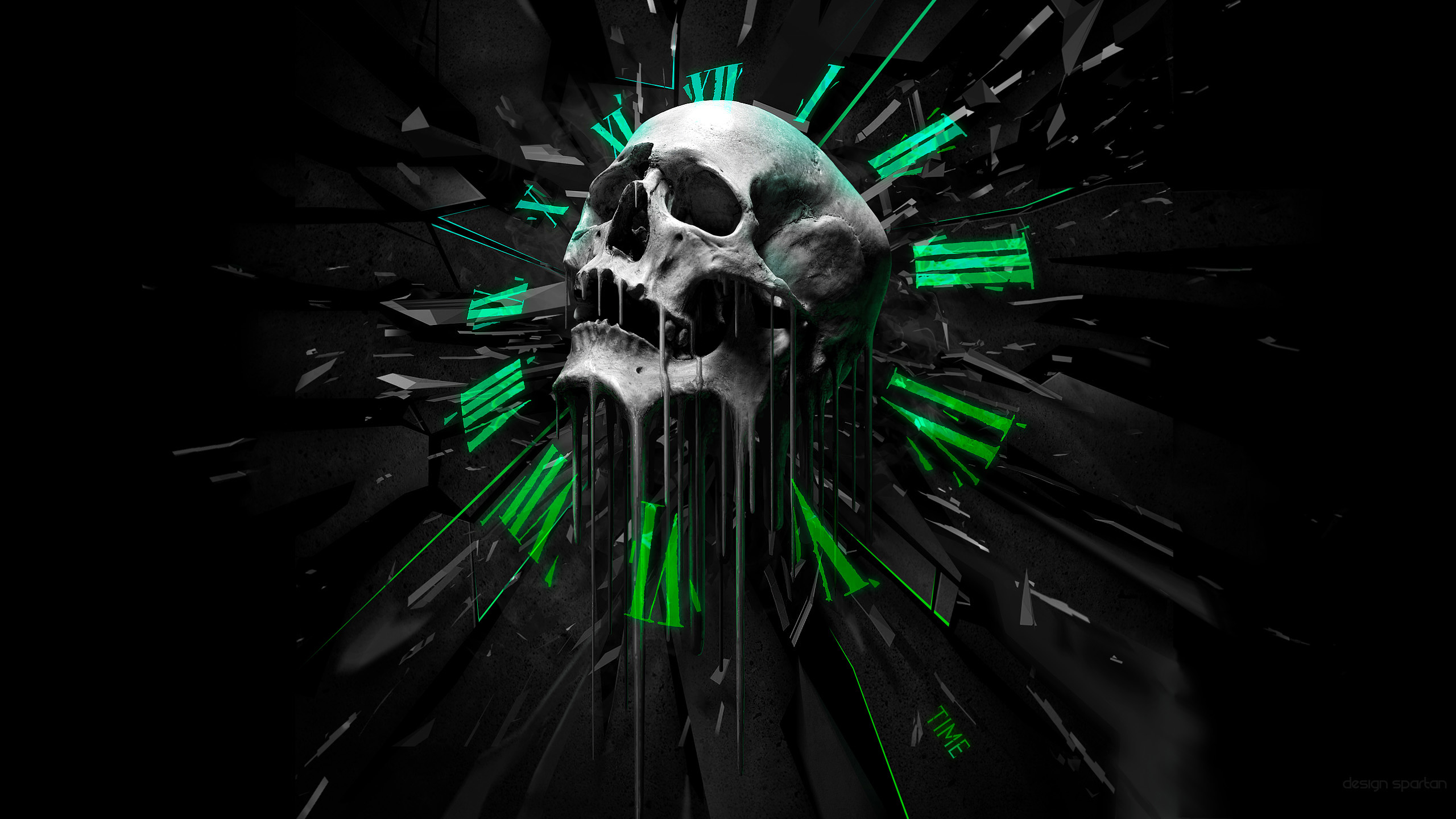 Abstract Skull Clock Wallpaper, HD