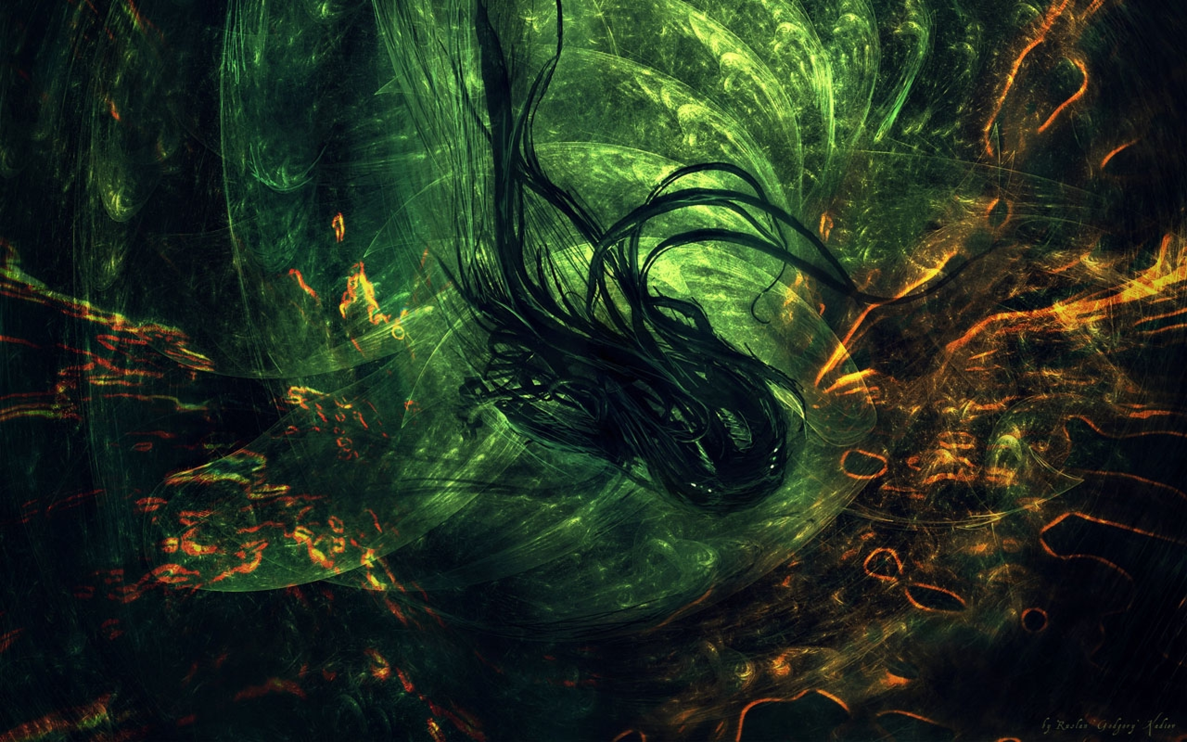 Черно зеленая картина. Абстрактные существа. Мистическая абстракция. Фэнтези зеленый. Черно зеленый арт.