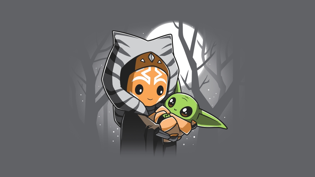 1024x576 Ahsoka Tano And Baby Yoda Grogu Mandalorian 4k Art 1024x576 