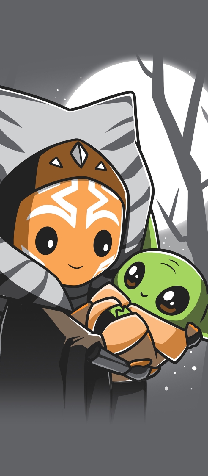 700x1600 Ahsoka Tano And Baby Yoda Grogu Mandalorian 4k Art 700x1600 