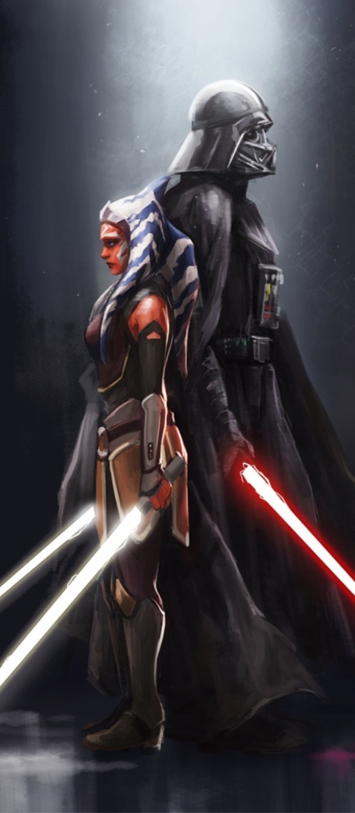 700x1600 Ahsoka Tano X Darth Vader 700x1600 Resolution Wallpaper HD 
