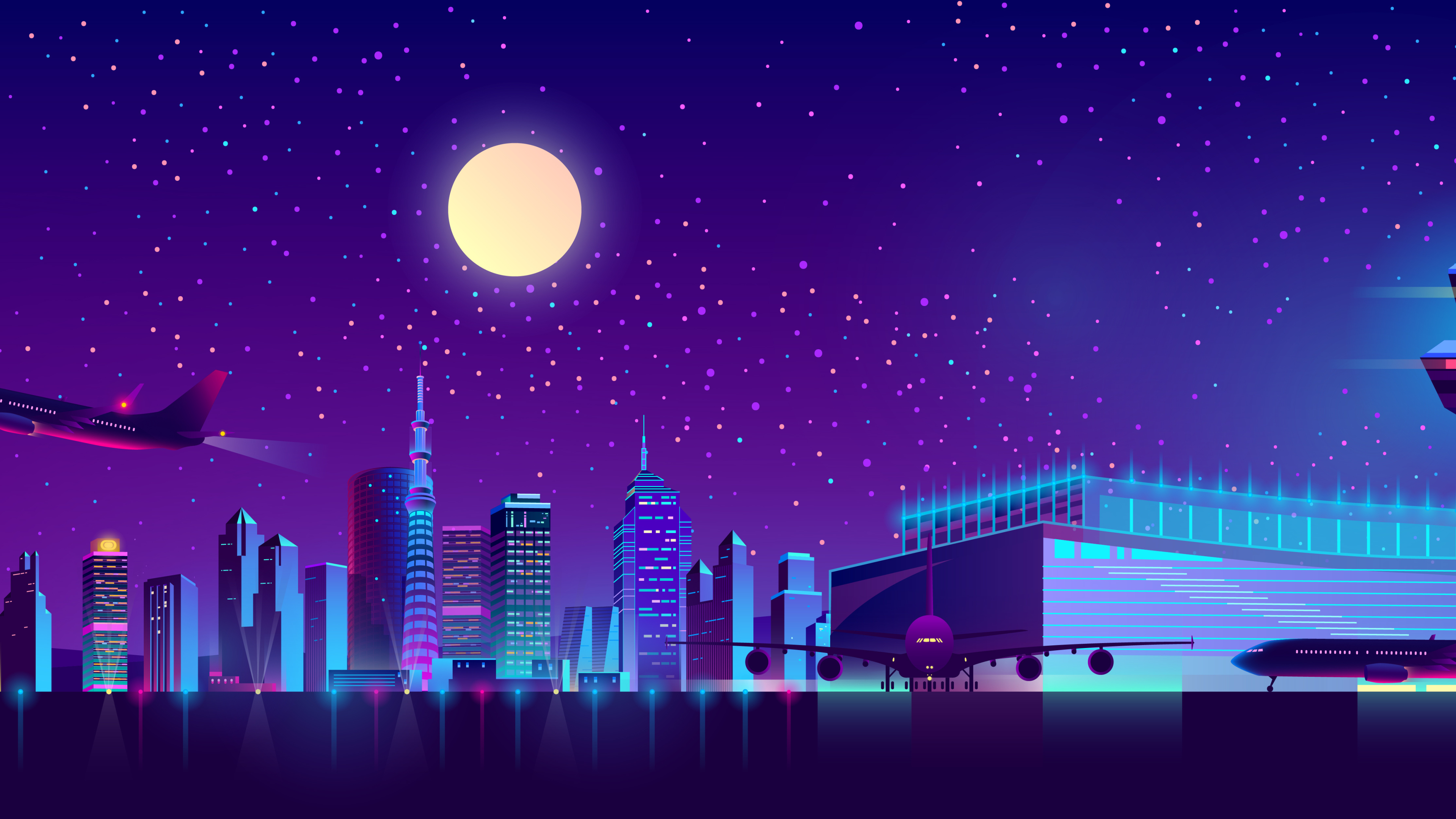 3840x2160 Airport Night Illustration 4K Wallpaper, HD Artist 4K Wallpapers,  Images, Photos and Background - Wallpapers Den
