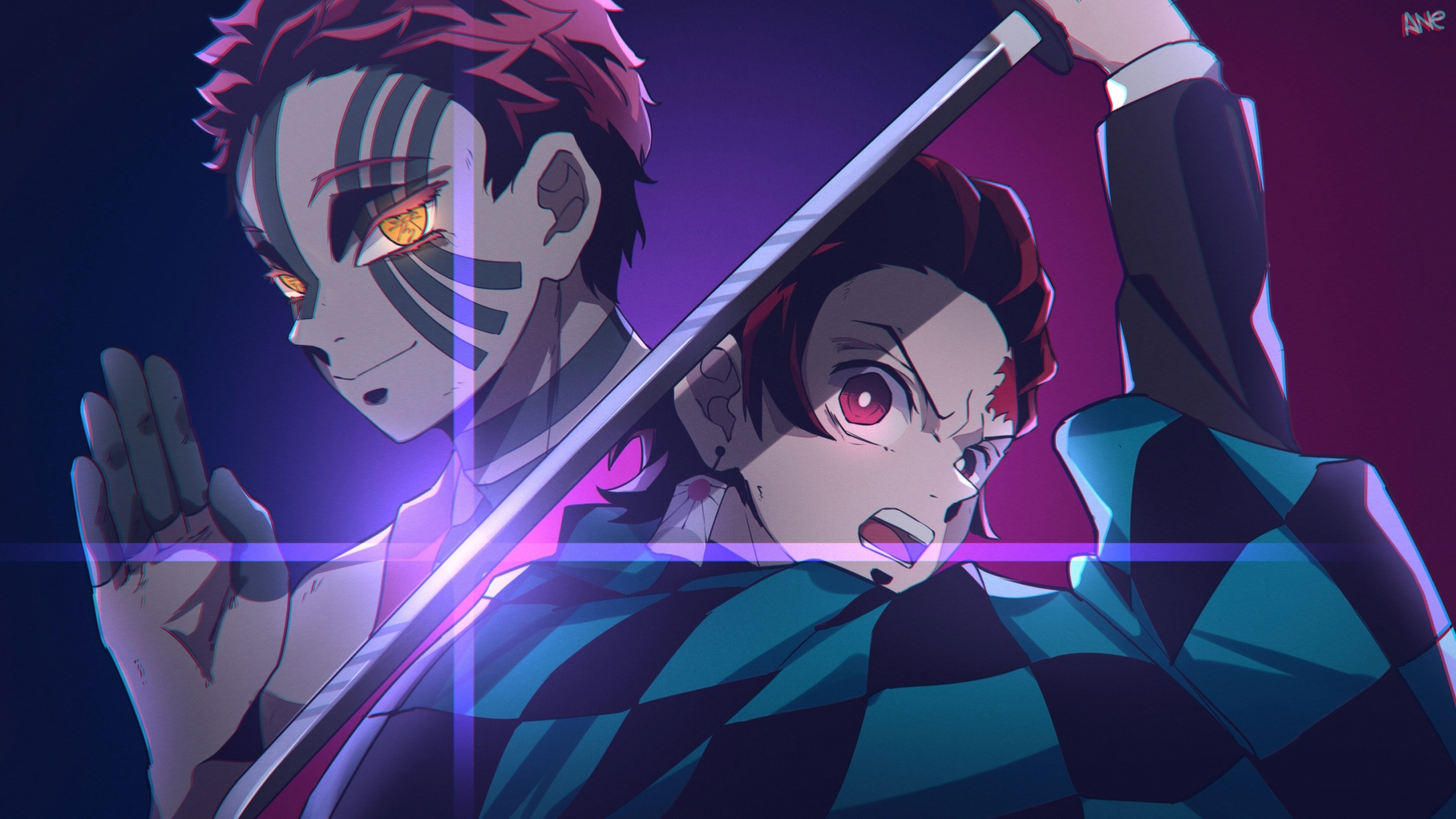 X Resolution Akaza X Tanjiro Kamado HD Demon Slayer Kimetsu No Yaiba Art P