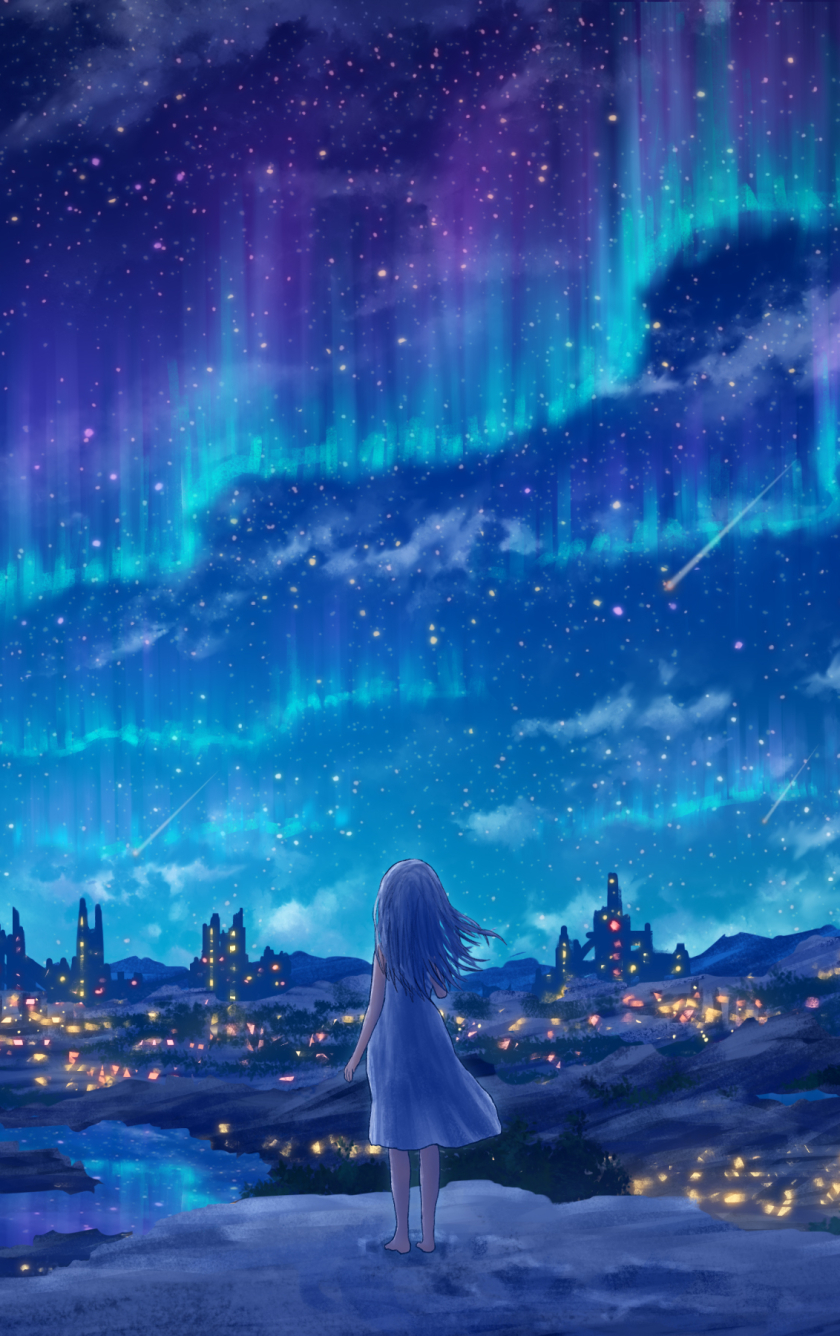 840x1336 Alone Girl HD Aurora Borealis 840x1336 Resolution Wallpaper, HD  Artist 4K Wallpapers, Images, Photos and Background - Wallpapers Den