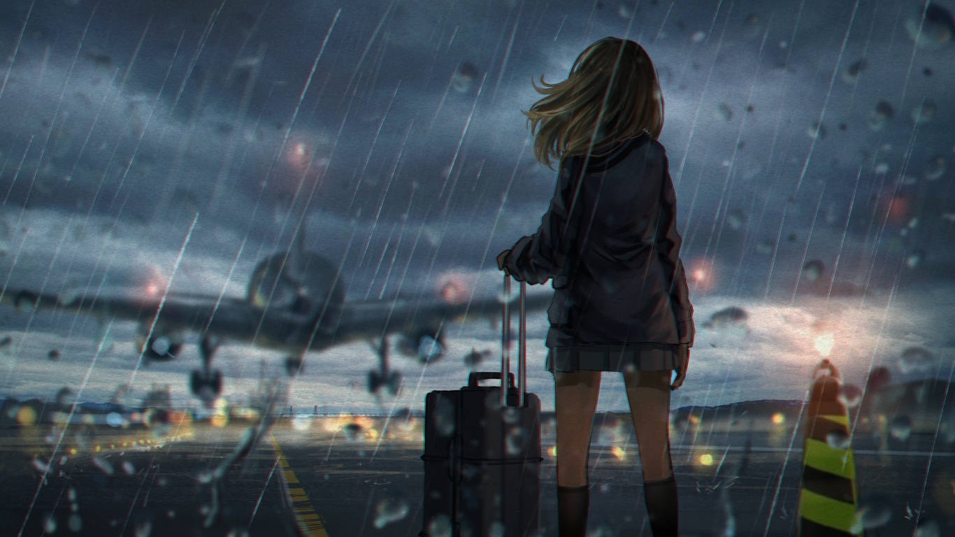 1366x768 Alone in Airport 4K Rain 1366x768 Resolution Wallpaper, HD Artist  4K Wallpapers, Images, Photos and Background - Wallpapers Den