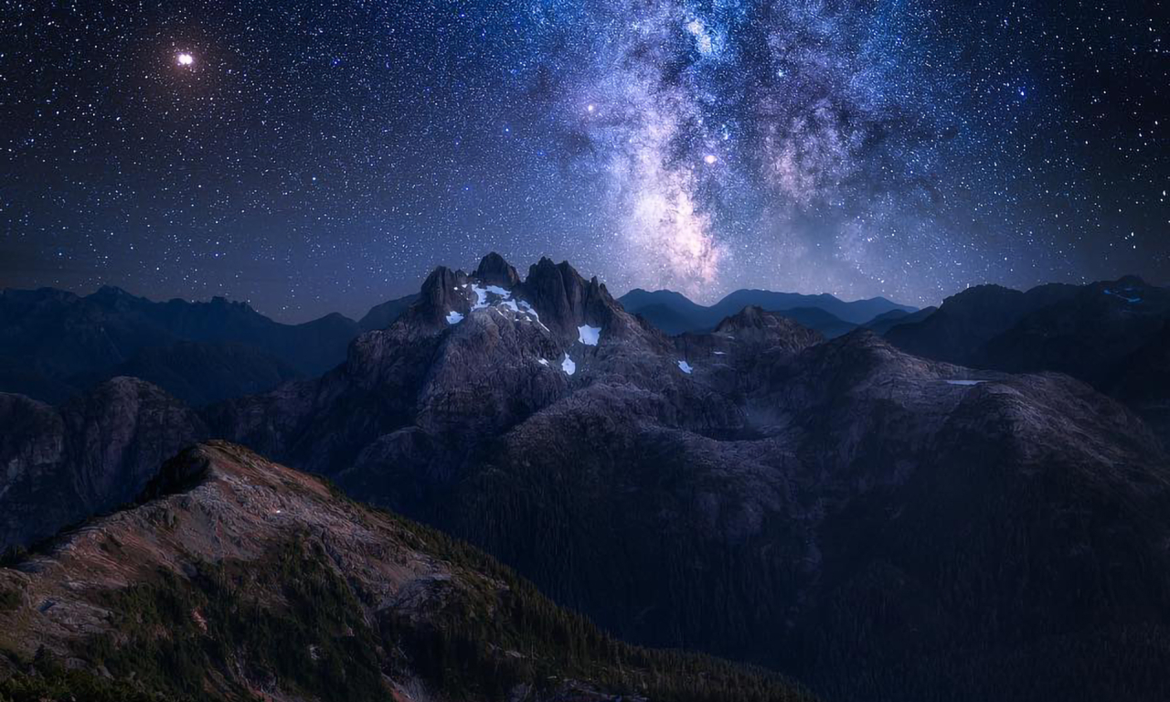 1280x768 Amazing Night at Mountains 1280x768 Resolution Wallpaper, HD