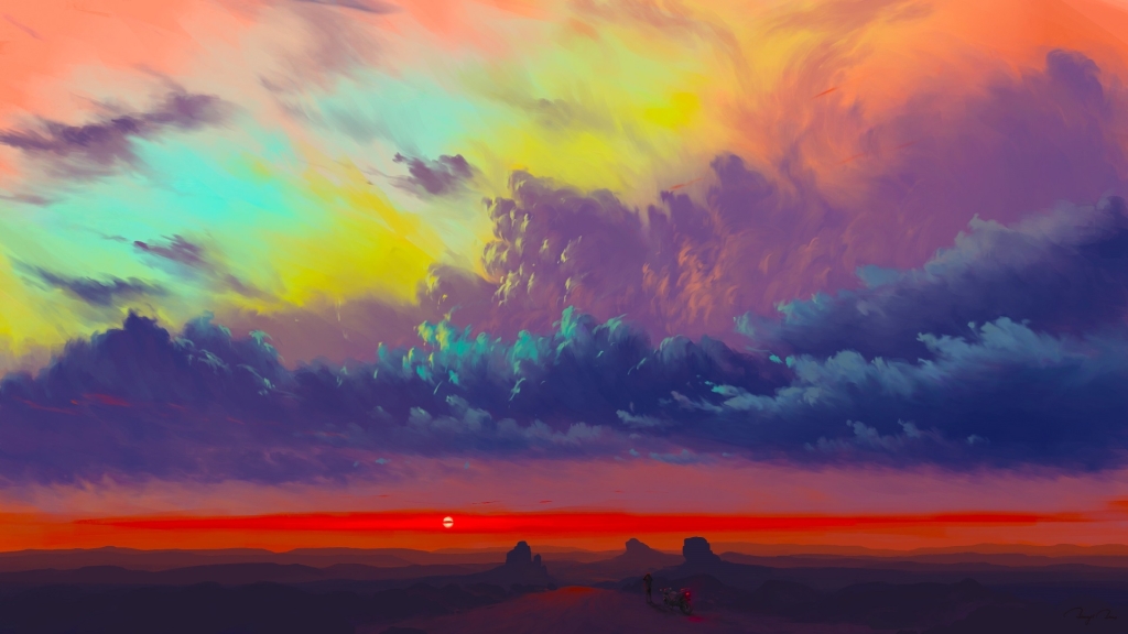 1024x576 Resolution Amazing Sunset Art 1024x576 Resolution Wallpaper