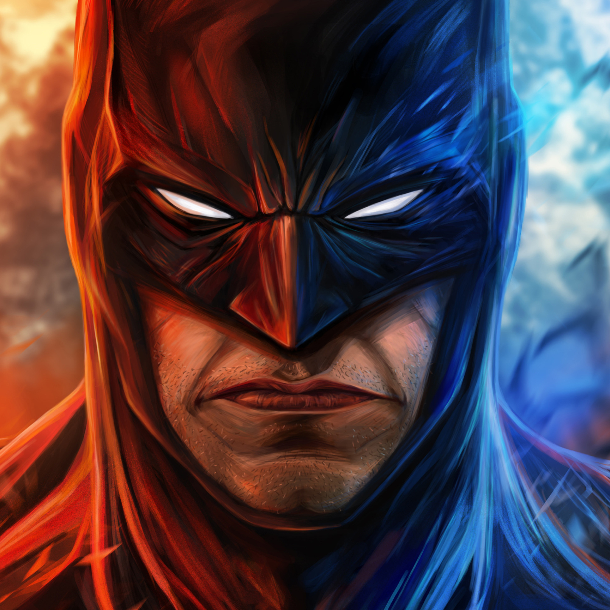 2048x2048 Angry Batman Face Art Ipad Air Wallpaper, HD Superheroes 4K  Wallpapers, Images, Photos and Background - Wallpapers Den