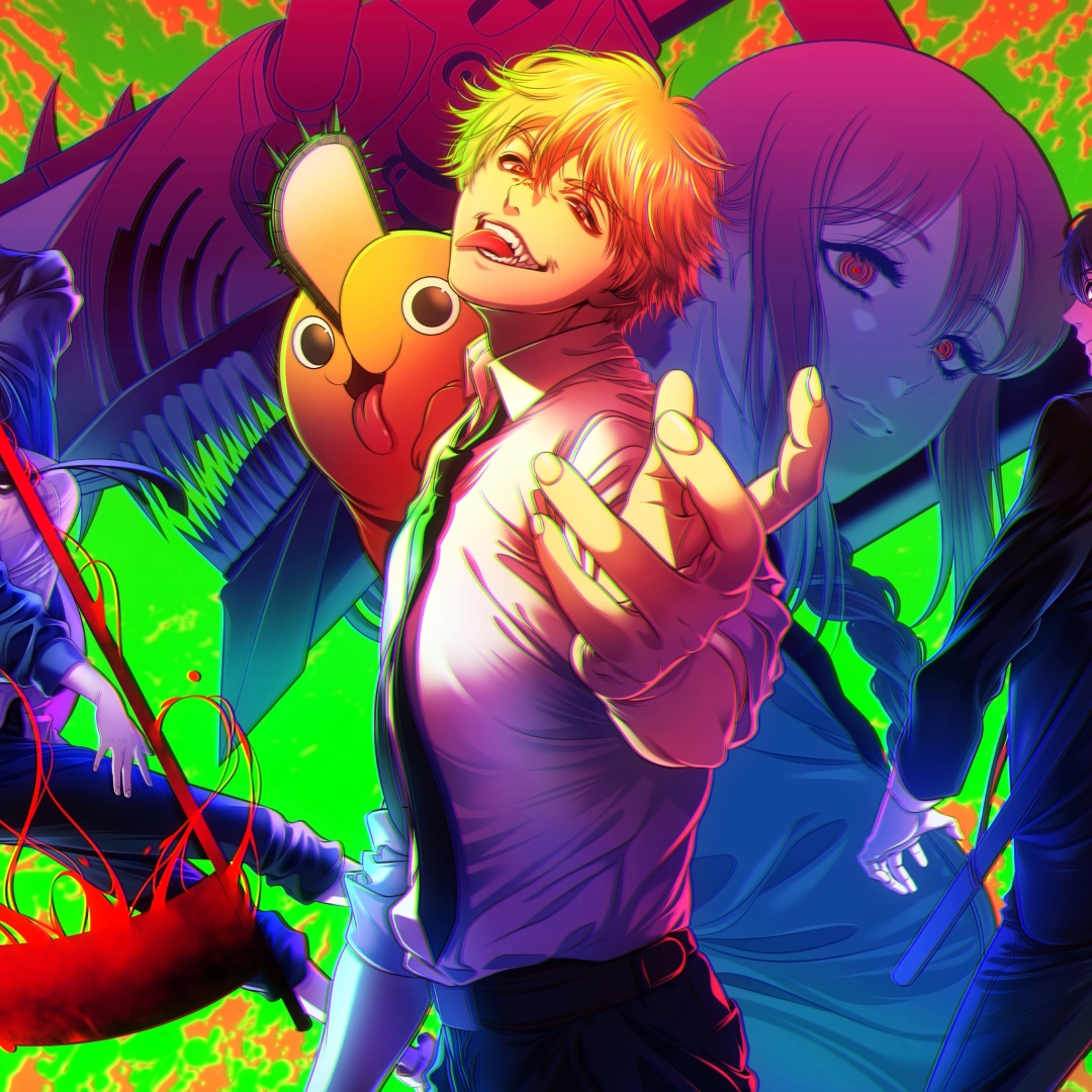 1080x1080 Resolution Anime Chainsaw Man 4k Colorful Poster 1080x1080 Resolution Wallpaper 