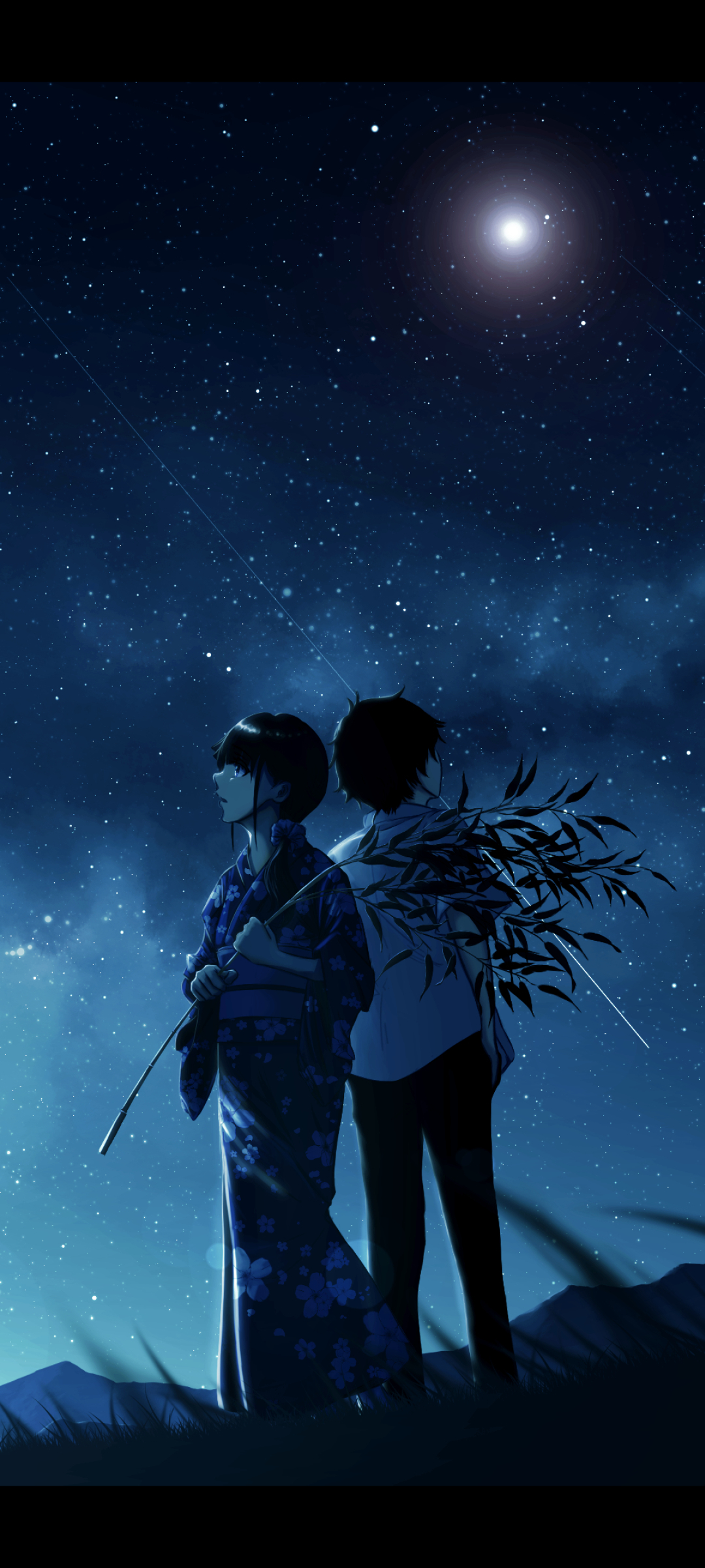 1080x2400 Resolution Anime Cool Girl Boy Starry Night Art 1080x2400  Resolution Wallpaper - Wallpapers Den