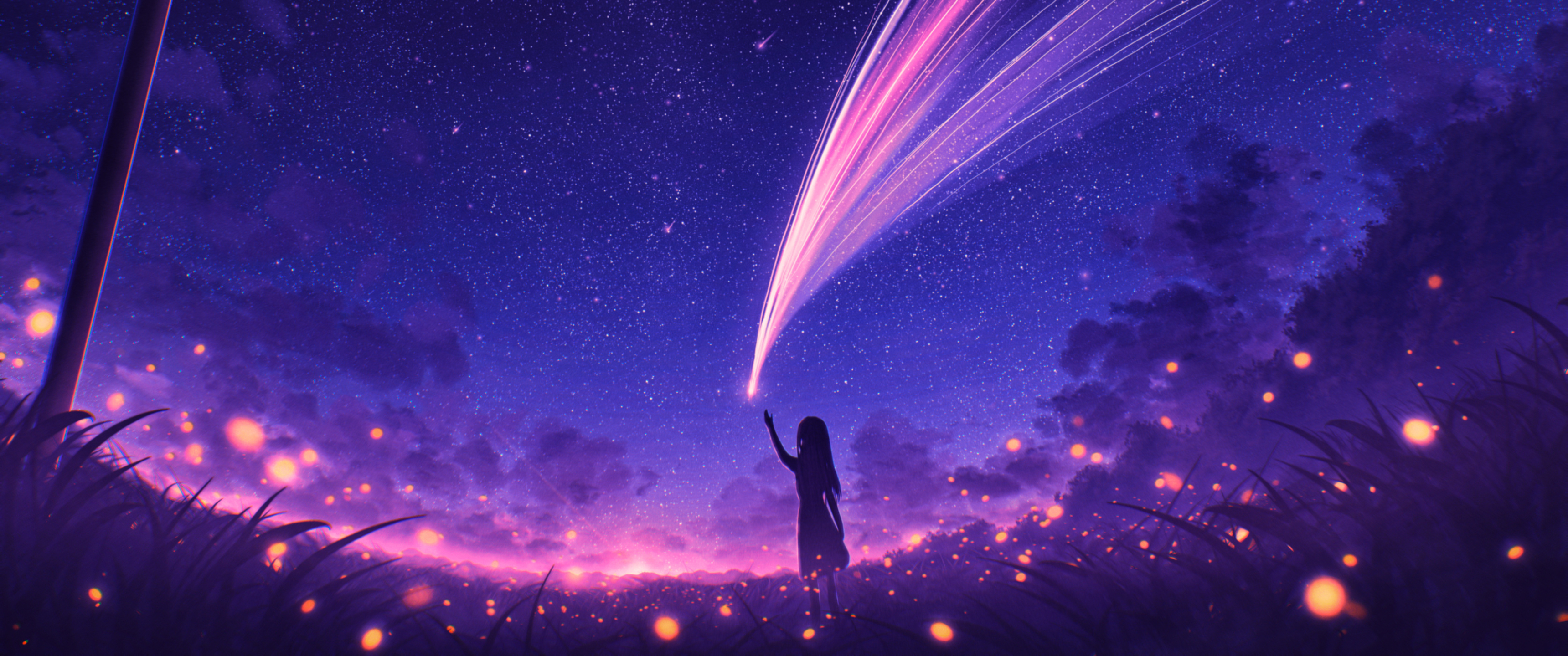 3440x1440 Resolution Anime Girl and Cool Starry Sky 3440x1440 Resolution  Wallpaper - Wallpapers Den