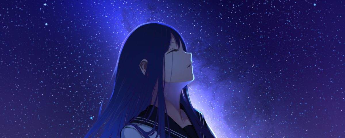 1200x480 Anime Girl And Night Stars 1200x480 Resolution Wallpaper Hd