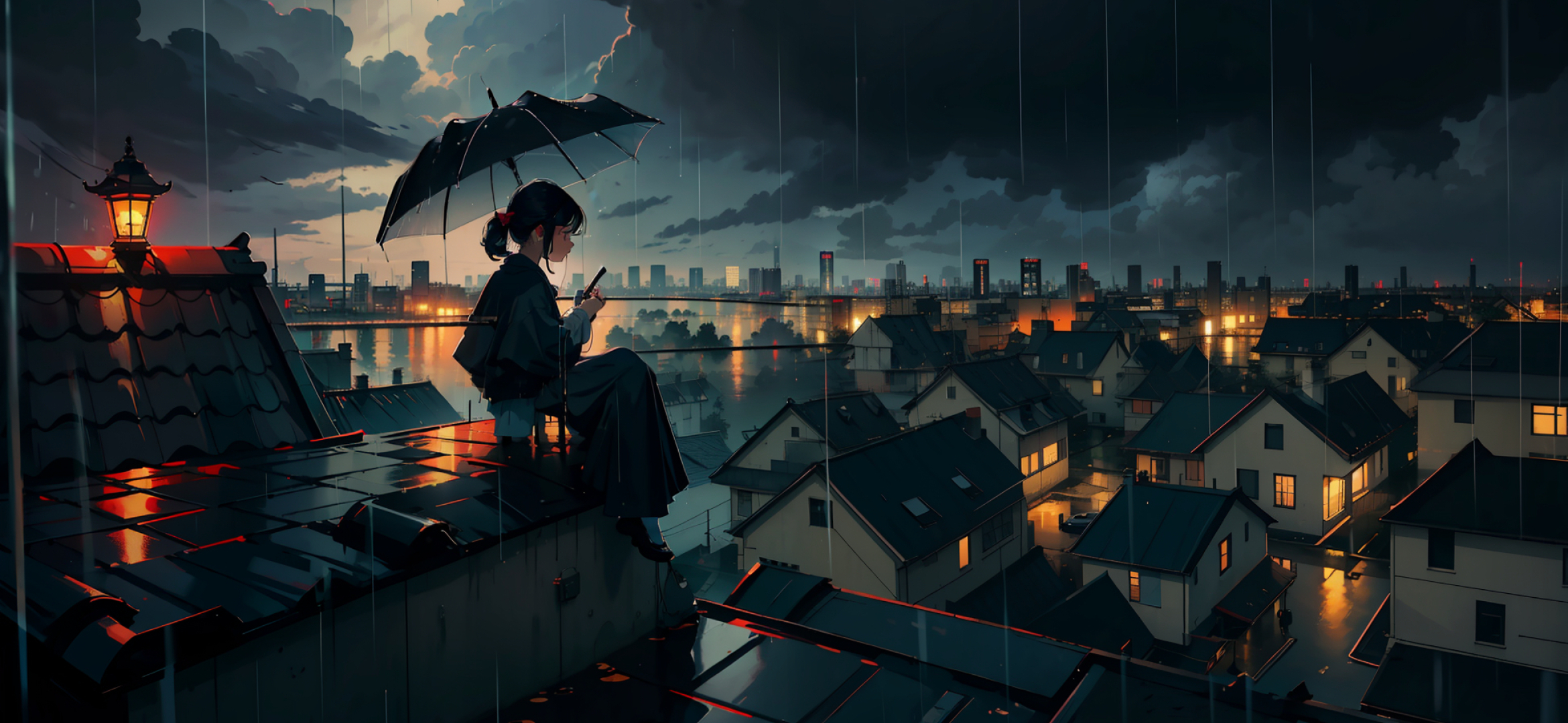 2340x1080 Resolution Anime Girl Disconnected to City 2340x1080 ...