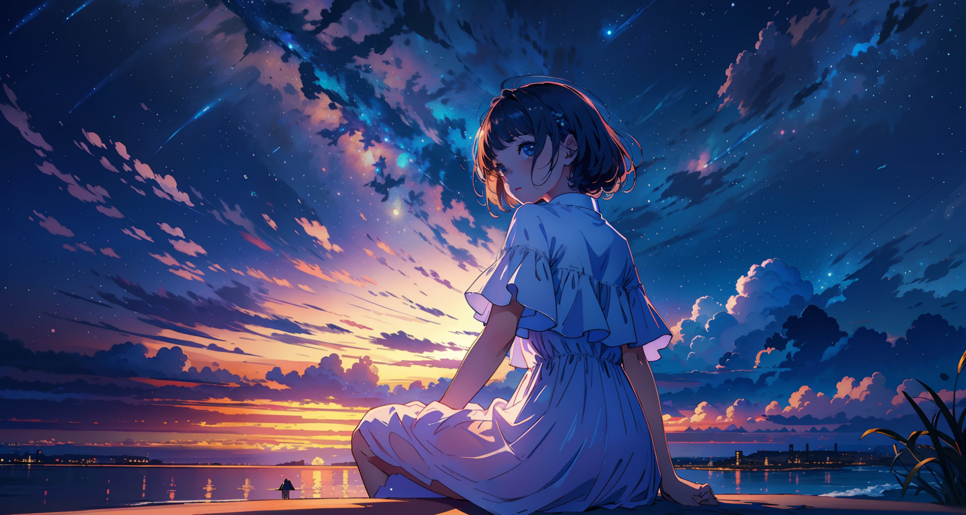 1920x1024 Resolution Anime Girl Enjoying Sunset 1920x1024 Resolution ...