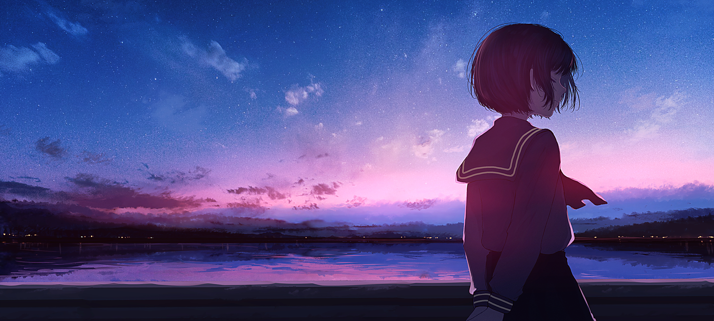 2400x1080 Anime Girl HD Landscape Cool Art 2400x1080 Resolution Wallpaper,  HD Artist 4K Wallpapers, Images, Photos and Background - Wallpapers Den