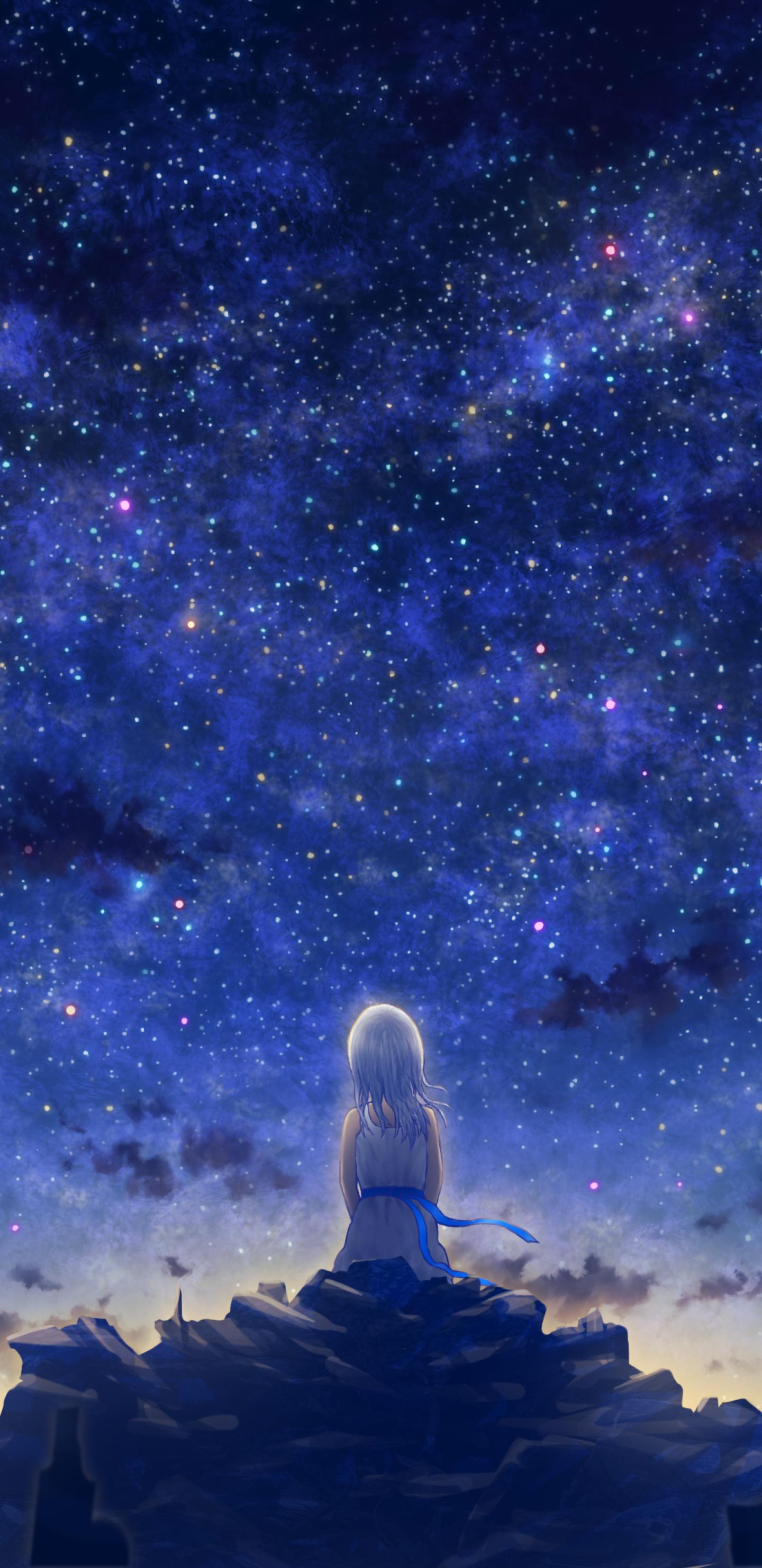 Anime Original Boy Galaxy Milky Way Planet Starry Sky HD wallpaper   Peakpx
