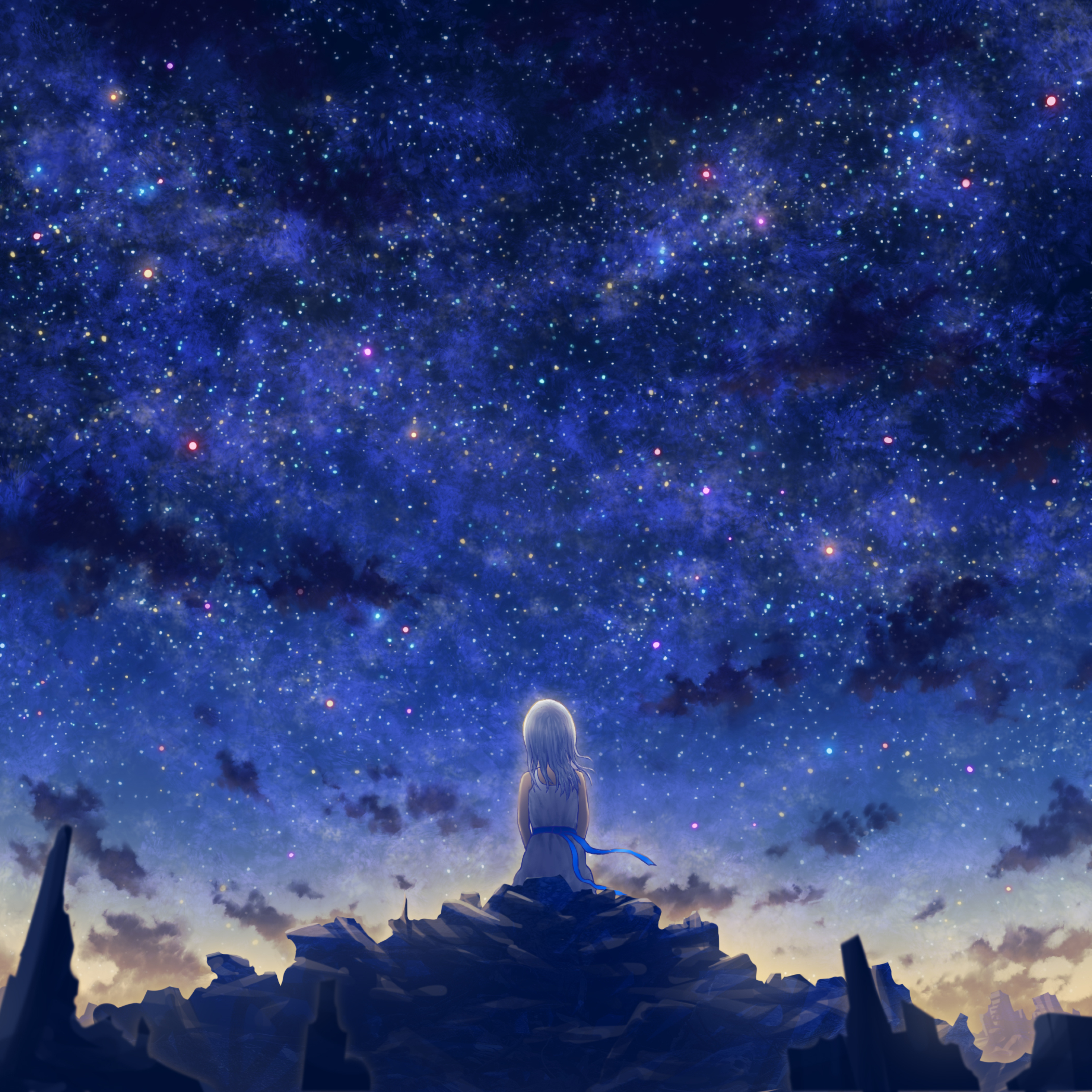 1440x2960 Resolution Anime Girl and Cool Starry Sky Samsung Galaxy Note  9,8, S9,S8,S8+ QHD Wallpaper - Wallpapers Den