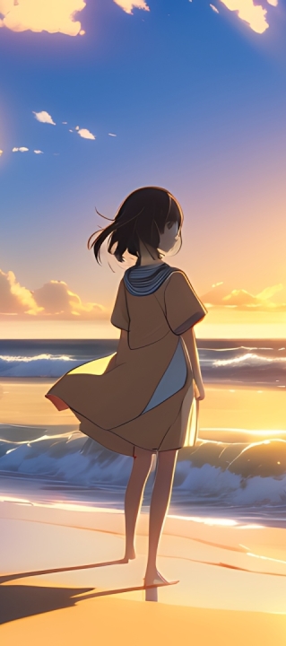 319x720 Resolution Anime Girl HD Sunset Landscape 319x720 Resolution ...