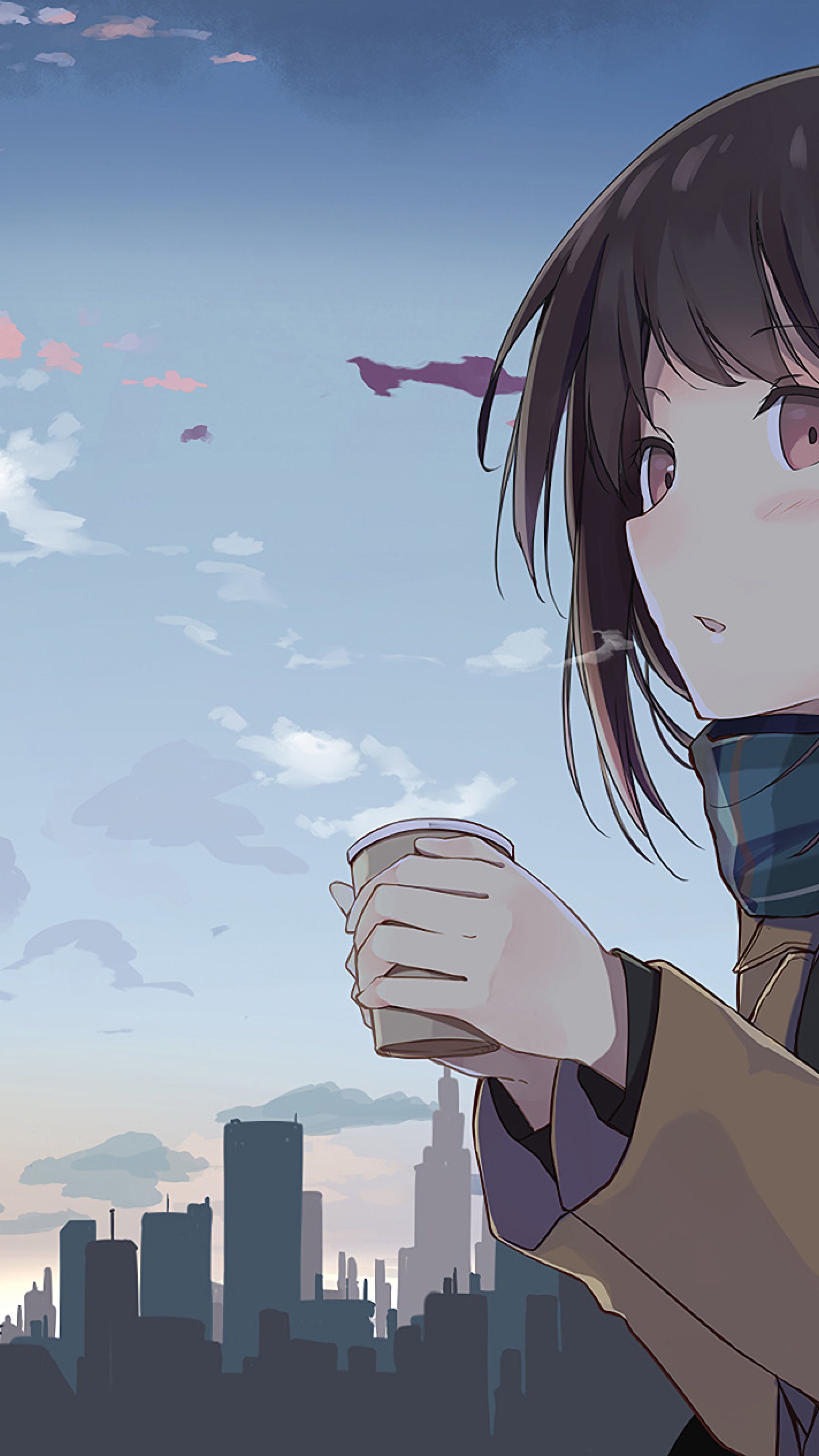 2160x3840 Anime Girl Holding Tea Outside Sony Xperia Xxzz5 Premium Wallpaper Hd Anime 4k