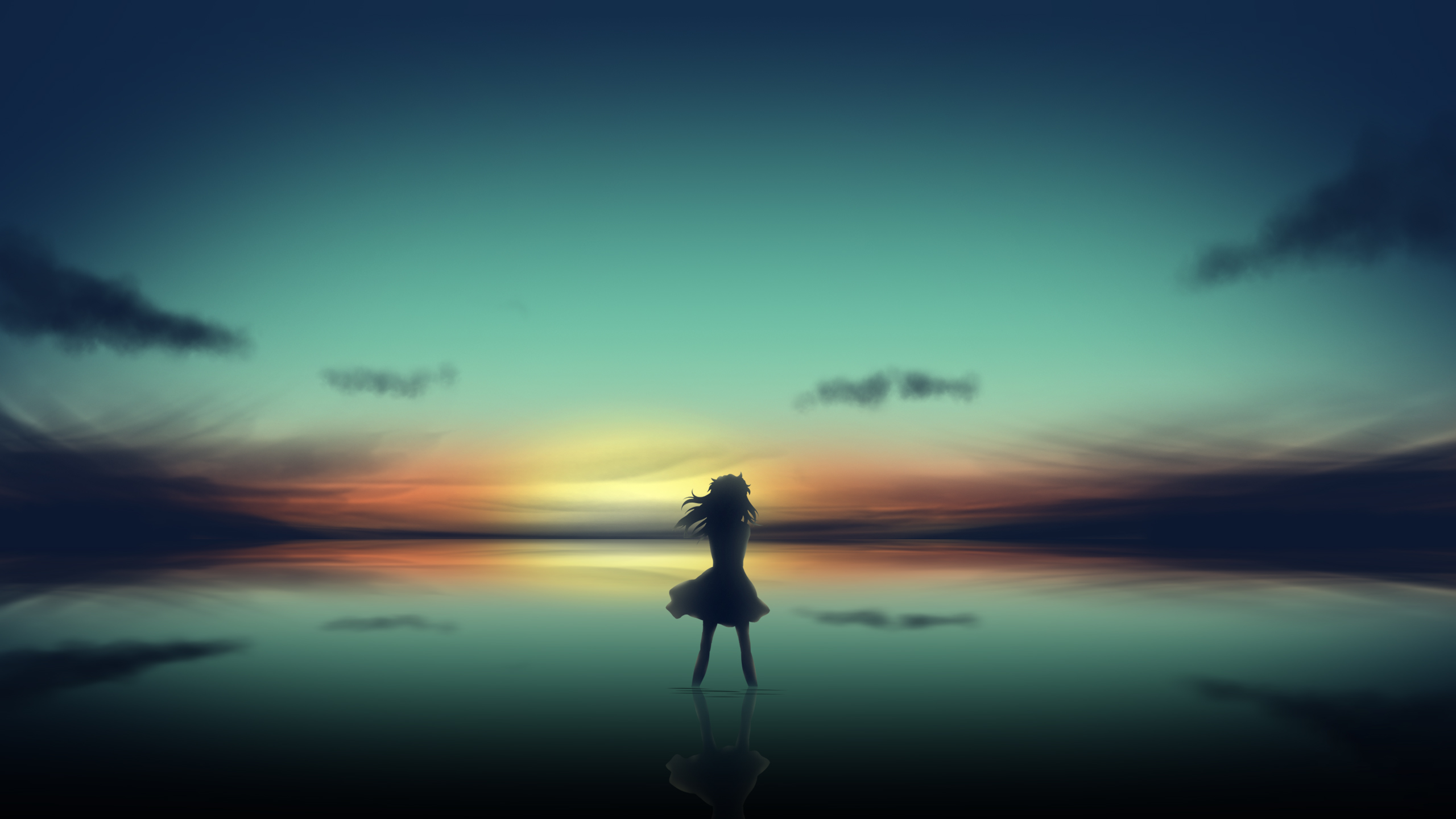 1920x108020 Anime Girl In Clear Sunset 1920x108020 Resolution Wallpaper ...