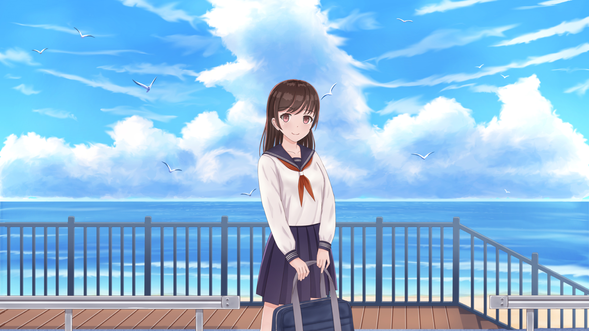 2048x1152 Anime Girl In Sunny Weather 2048x1152 Resolution