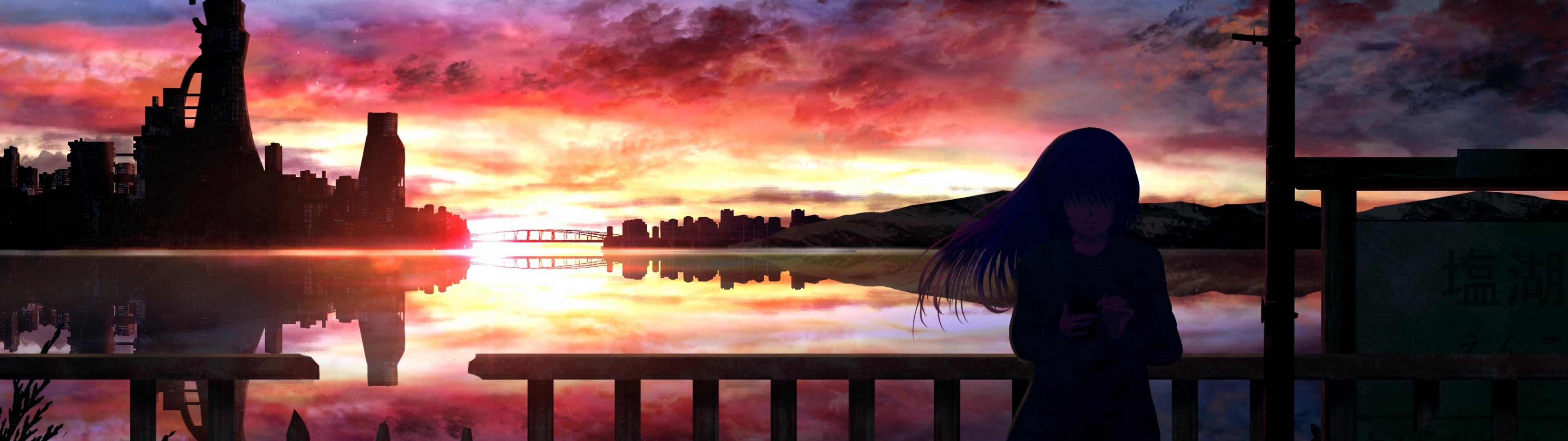 3840x1080 Resolution Anime Girl In Sunset 3840x1080 Resolution ...