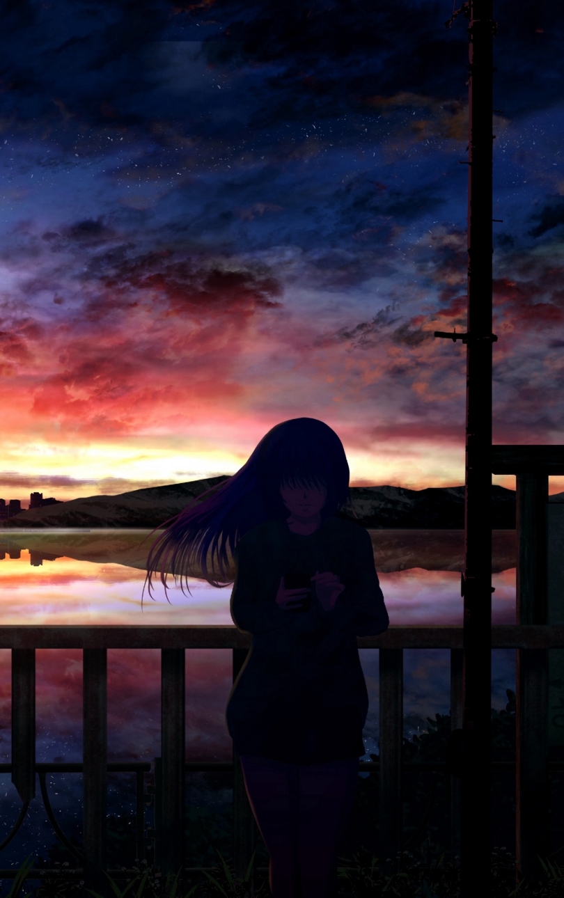 810x1290 Anime Girl In Sunset 810x1290 Resolution Wallpaper Hd Anime 4k Wallpapers Images 