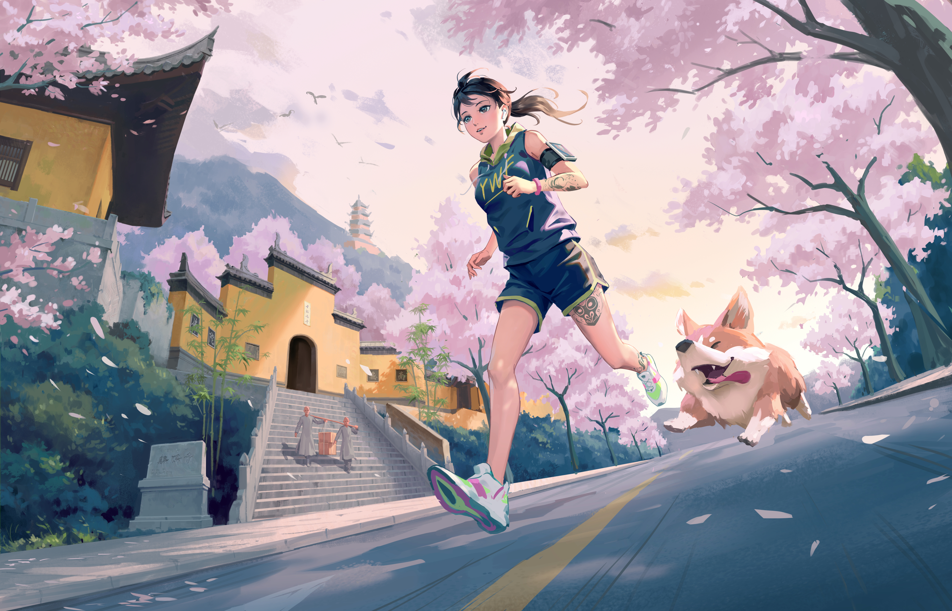 Anime Girl Running with Dog Wallpaper, HD Anime 4K Wallpapers, Images,  Photos and Background - Wallpapers Den
