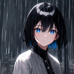 240x240 Resolution Anime Girl Sad Blue Eyes in Rain 240x240 Resolution ...