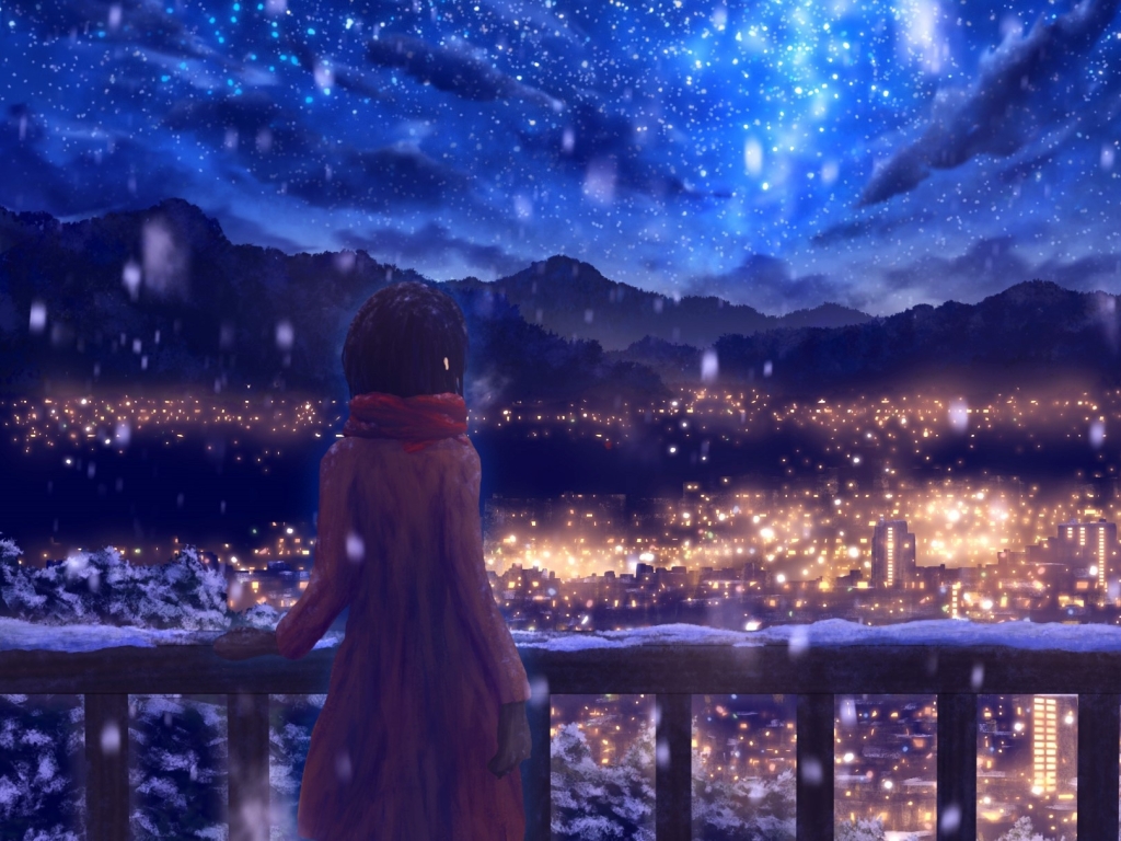 Lonely Anime Girl Sitting Alone At Christmas Live Wallpaper  MoeWalls