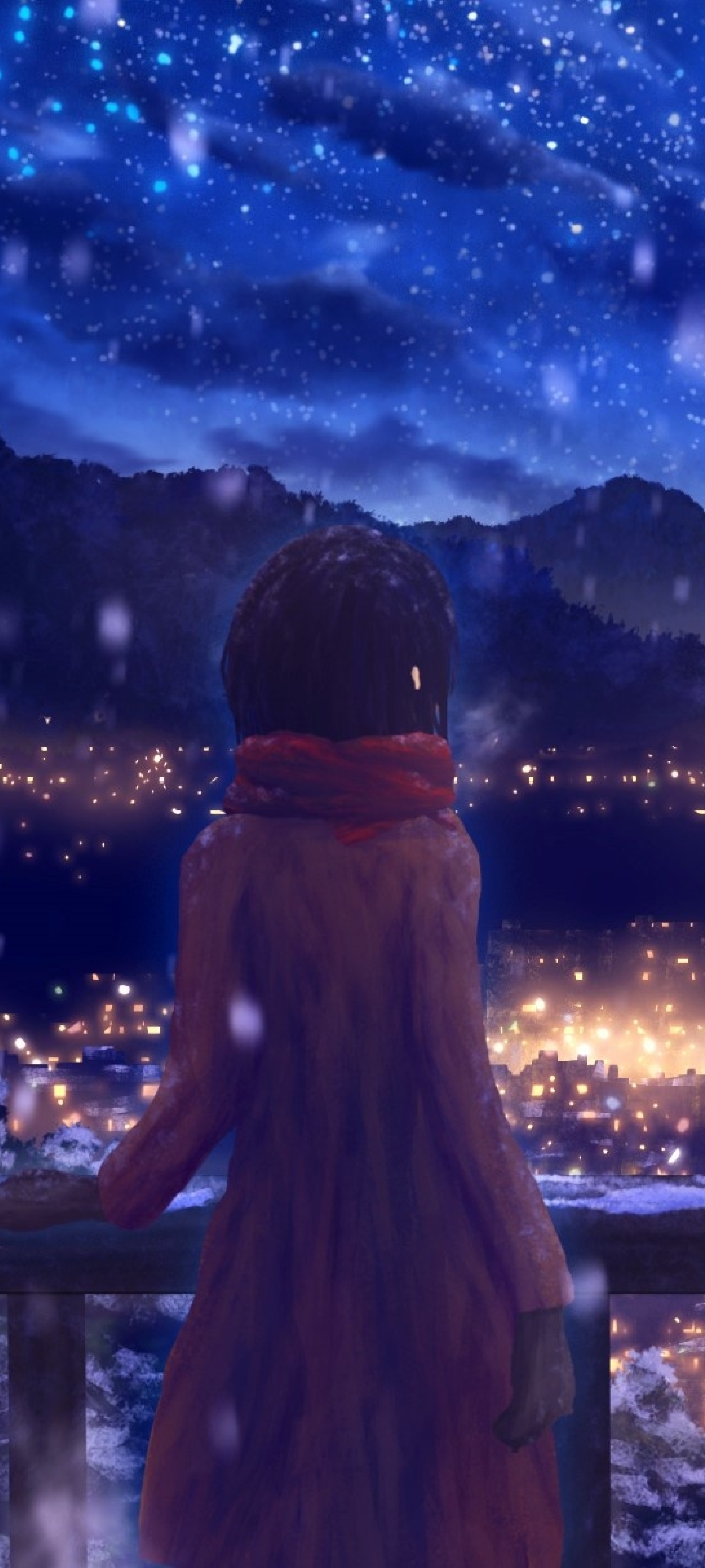 1440x3200 Anime Girl Standing Alone in Snow 1440x3200 ...