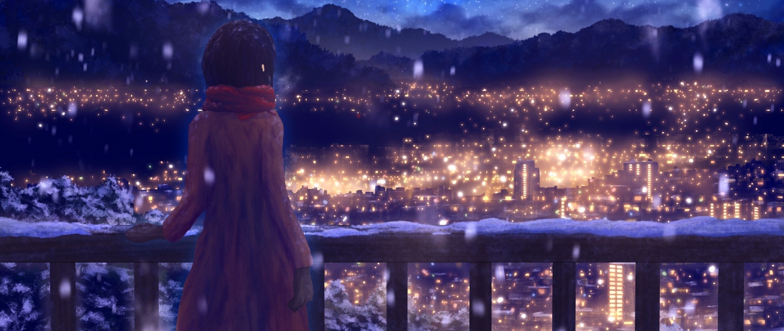 2560x1080 Anime Girl Standing Alone In Snow 2560x1080 Resolution Wallpaper Hd Nature 4k Wallpapers Images Photos And Background Wallpapers Den