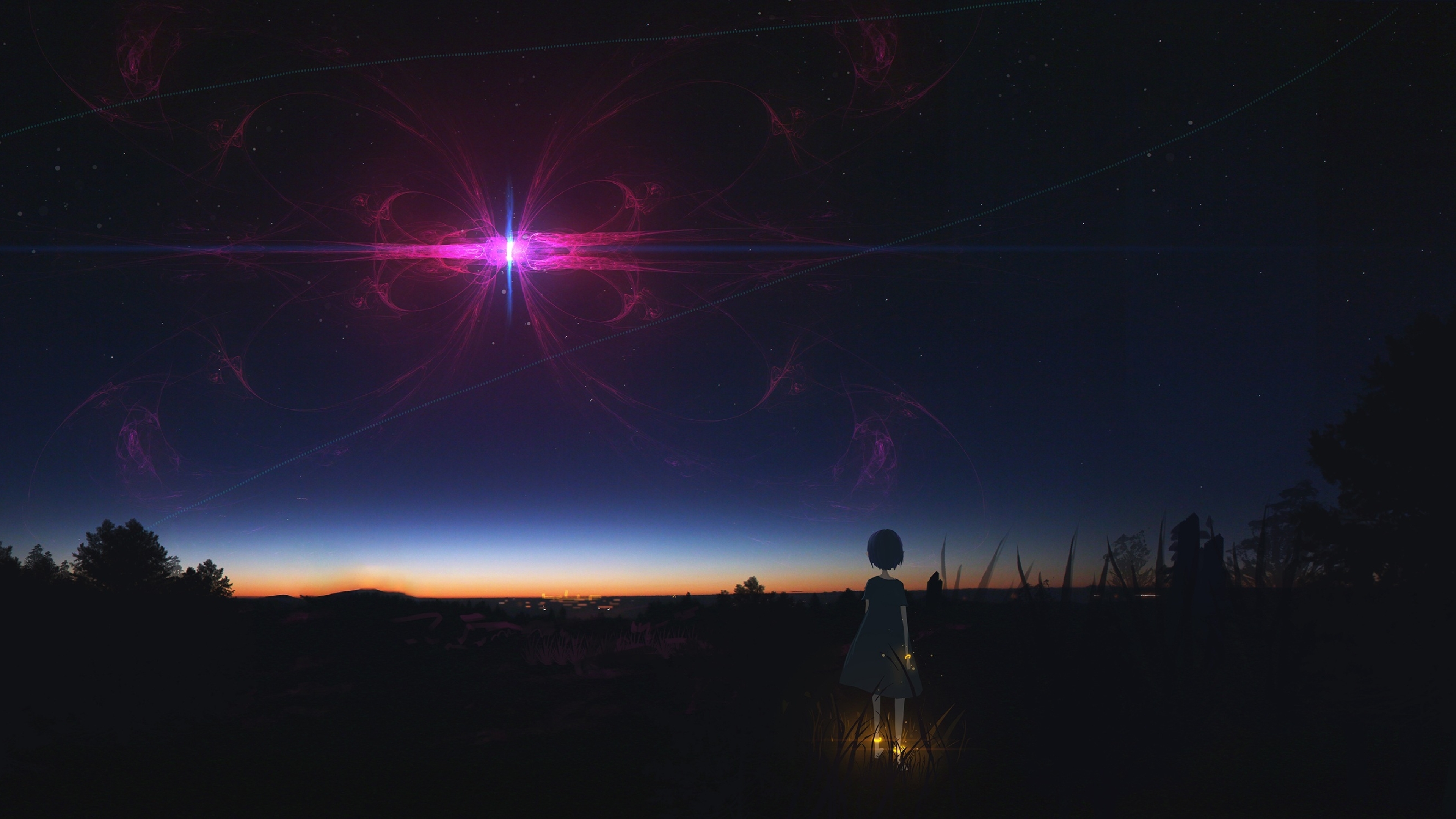 3840x2160 Anime Girl Staring At Night Sky 4k Wallpaper Hd Anime
