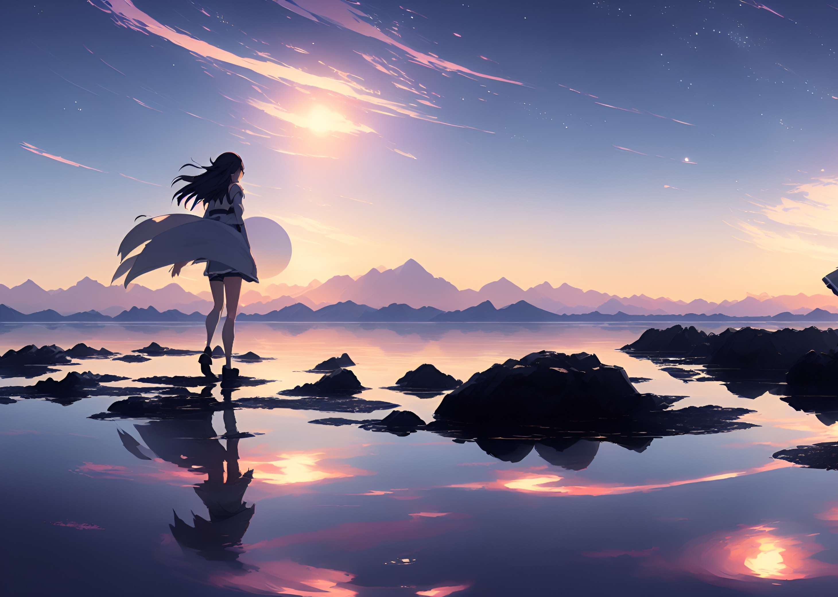 2920x2080 Resolution Anime Girl walking on Water HD AI Art 2920x2080 ...