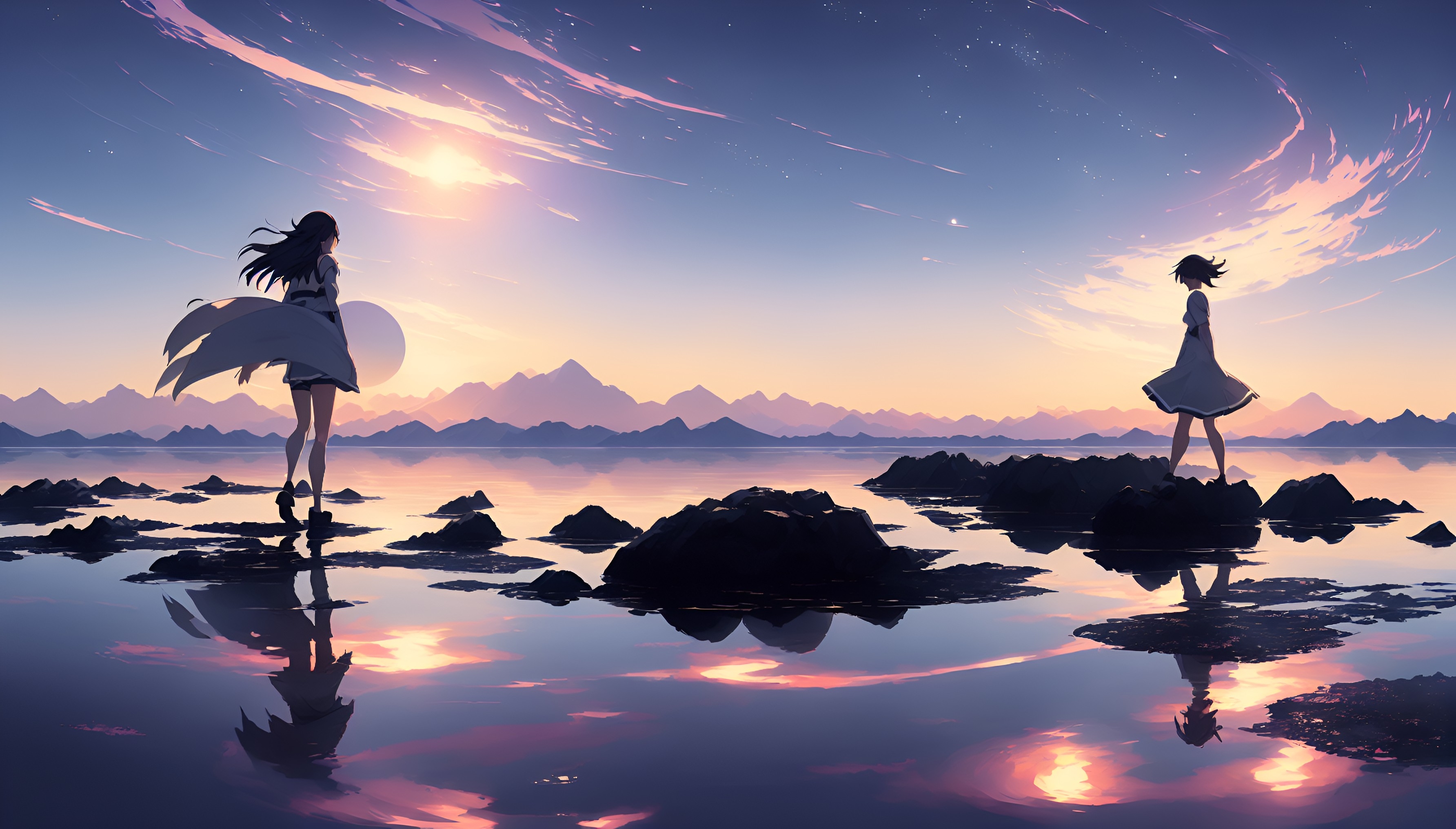 Anime Girl Ship Starry Sky Reflection On Water HD Anime Girl Wallpapers |  HD Wallpapers | ID #102448