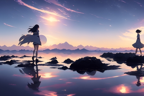 480x320 Resolution Anime Girl walking on Water HD AI Art 480x320 ...