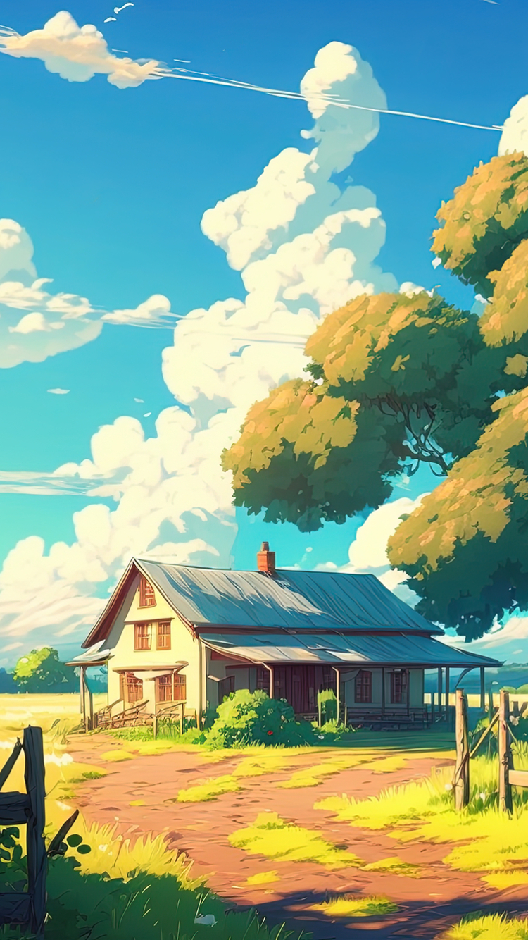 750x1334 Anime Landscape HD Farm iPhone 6, iPhone 6S, iPhone 7 ...