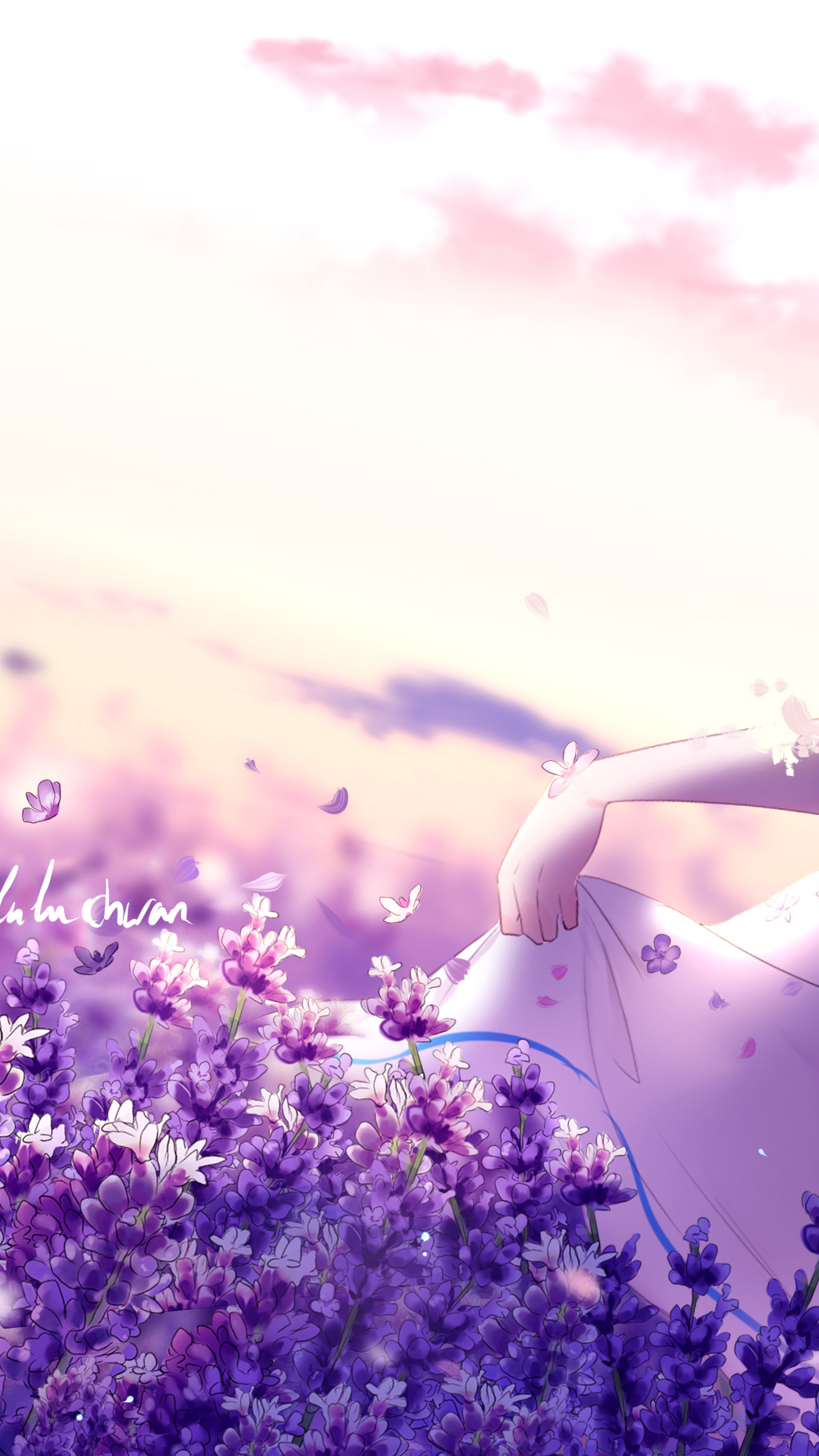 Anime Short Hairs Butterfly Dress Flowers, HD 4K Wallpaper