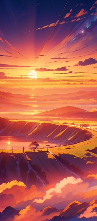 319x720 Resolution Anime Sunset 4K Aesthetic Digital 319x720 Resolution ...