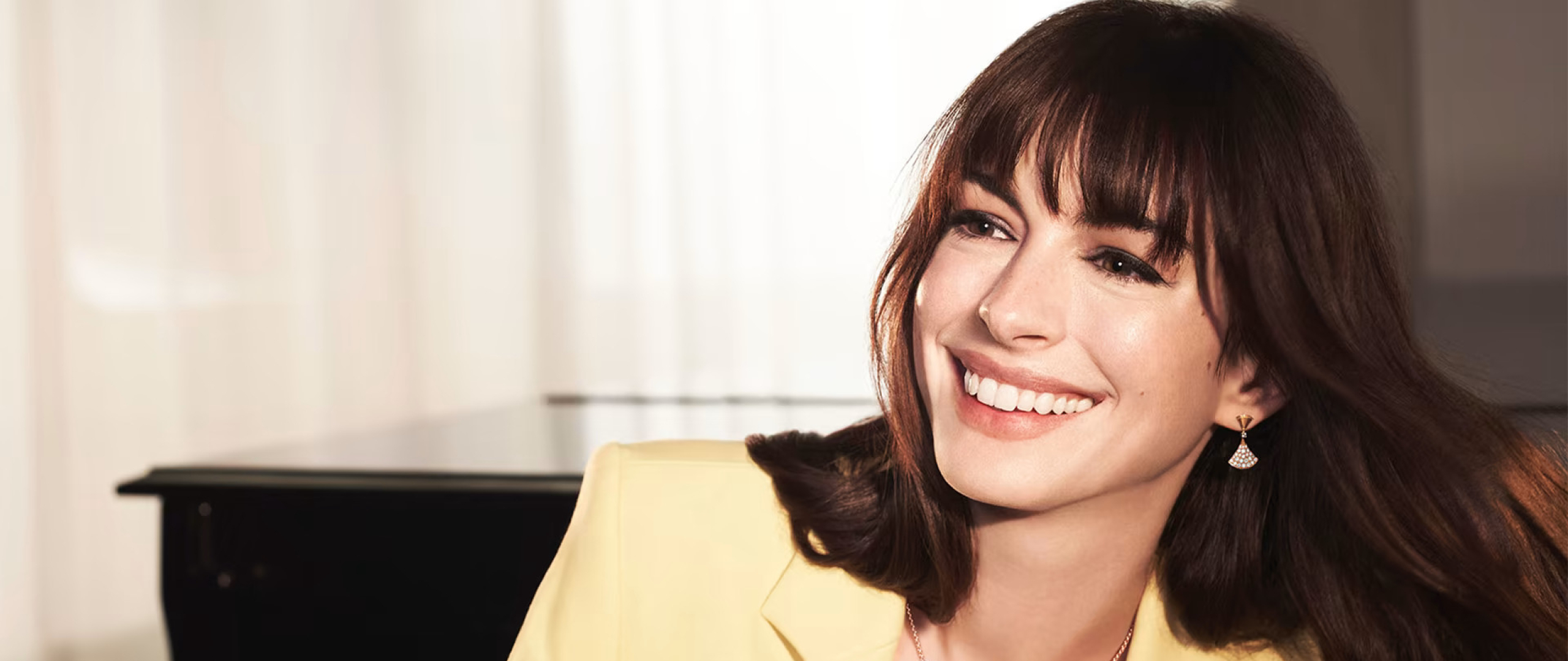 2560x1080 Resolution Anne Hathaway Smiling HD 2024 Photoshoot 2560x1080