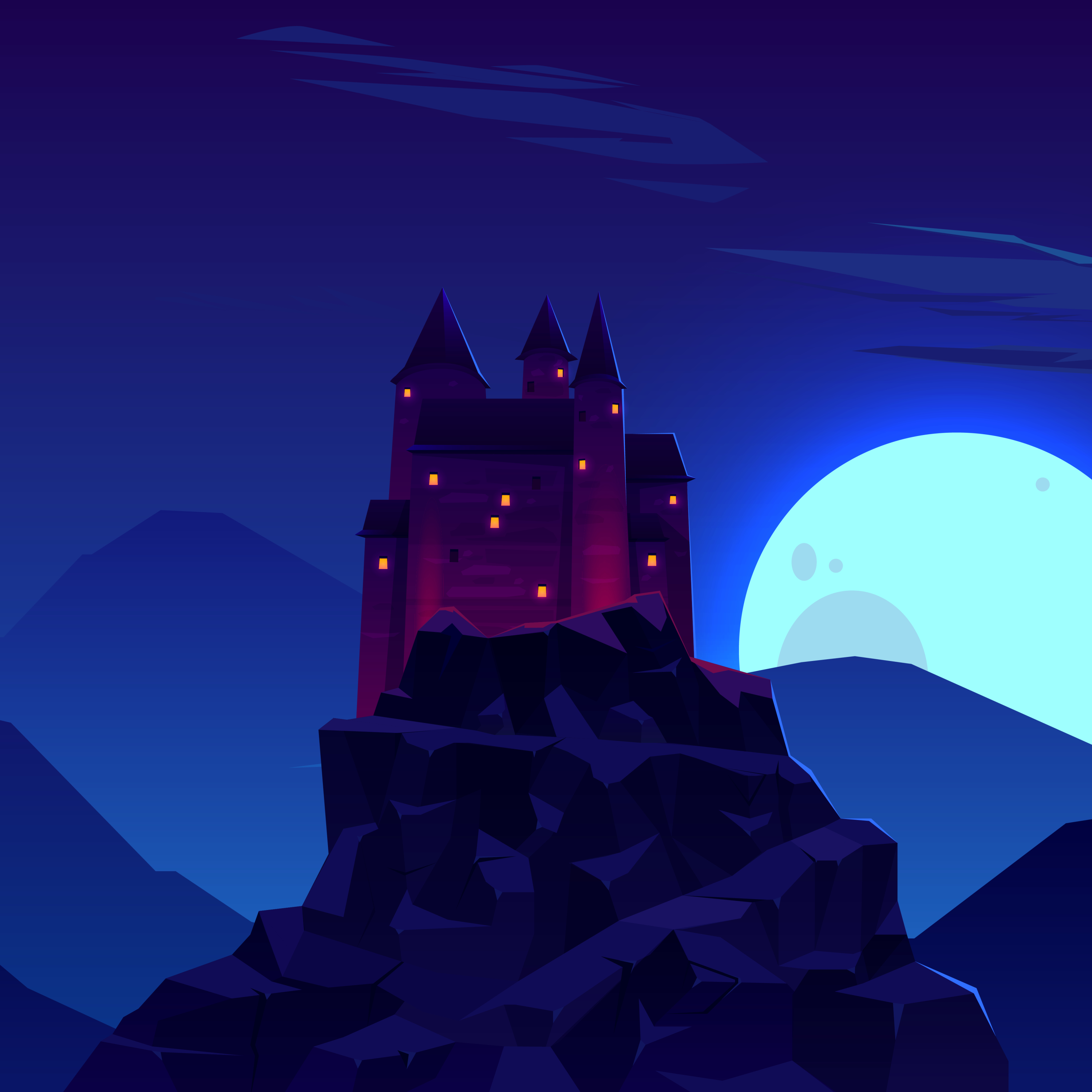 Moon castle. Кастл Найт. Луна и Крепостная стена ночь. Кастл рок фон. Night Castle Dracula Arts.